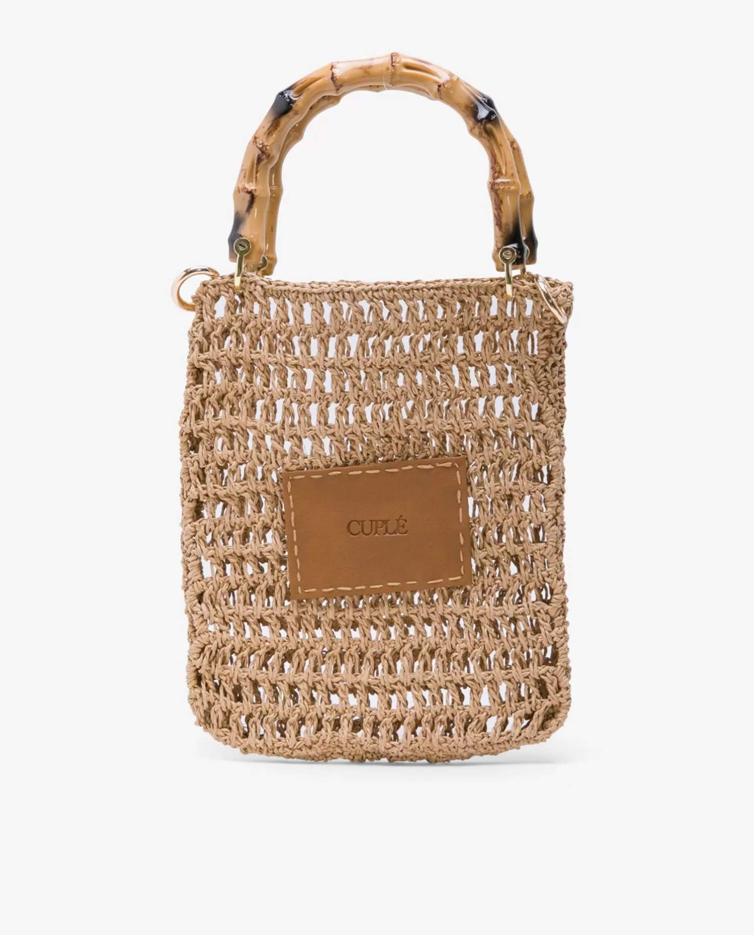 Mujer Cuplé Bandolera Bambu Rafia Marron