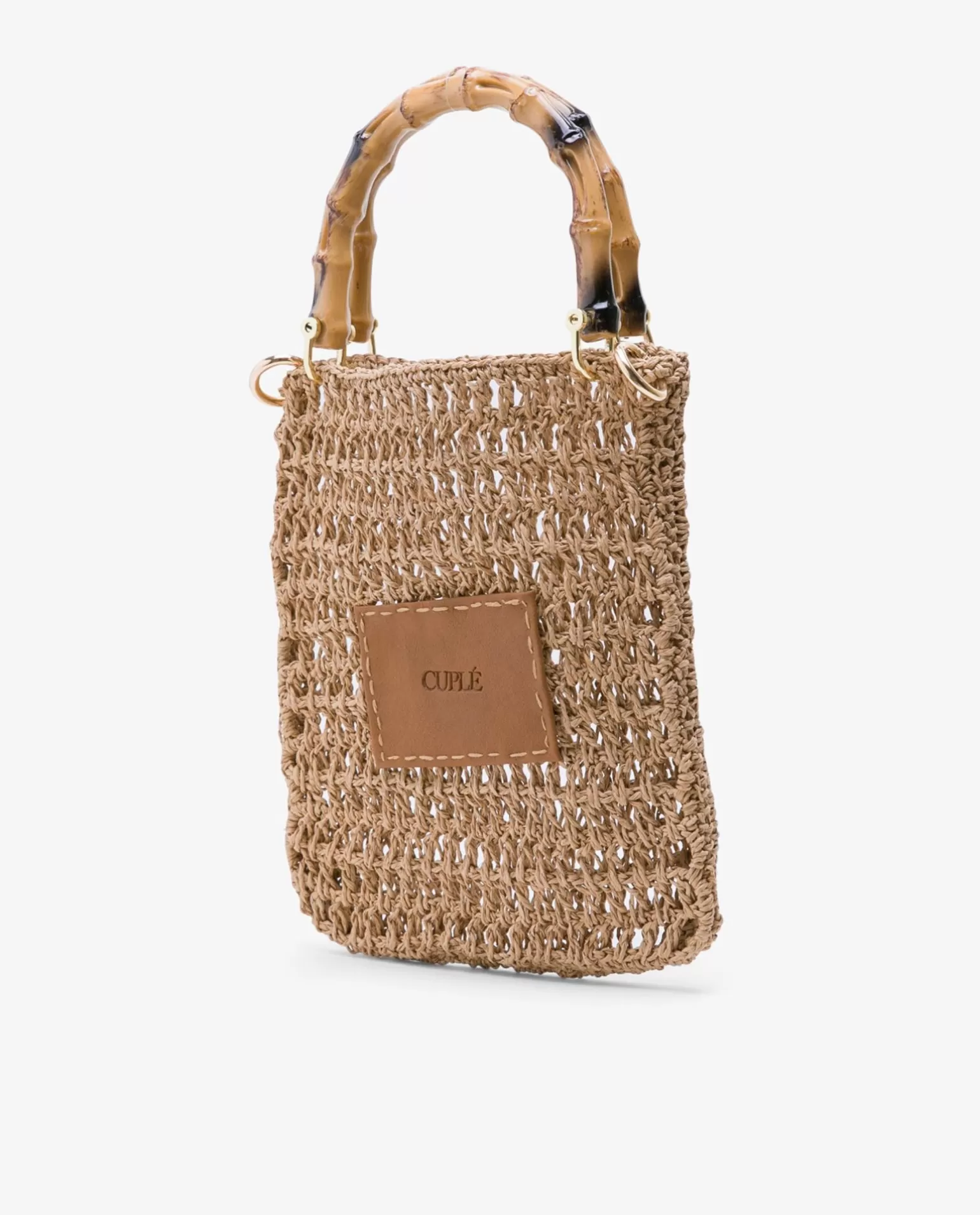 Mujer Cuplé Bandolera Bambu Rafia Marron