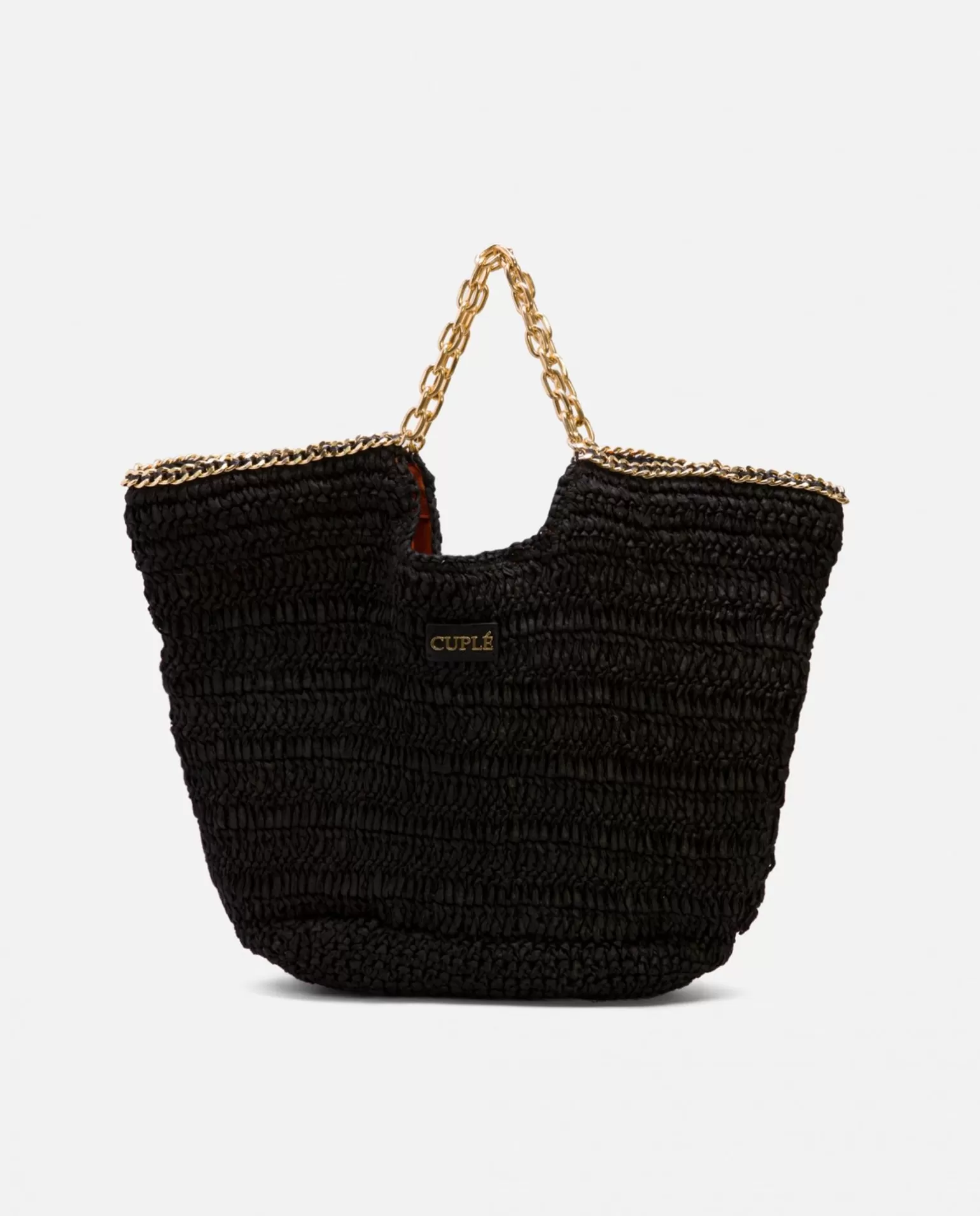 Mujer Cuplé Bolso Capazo Rafia Negro