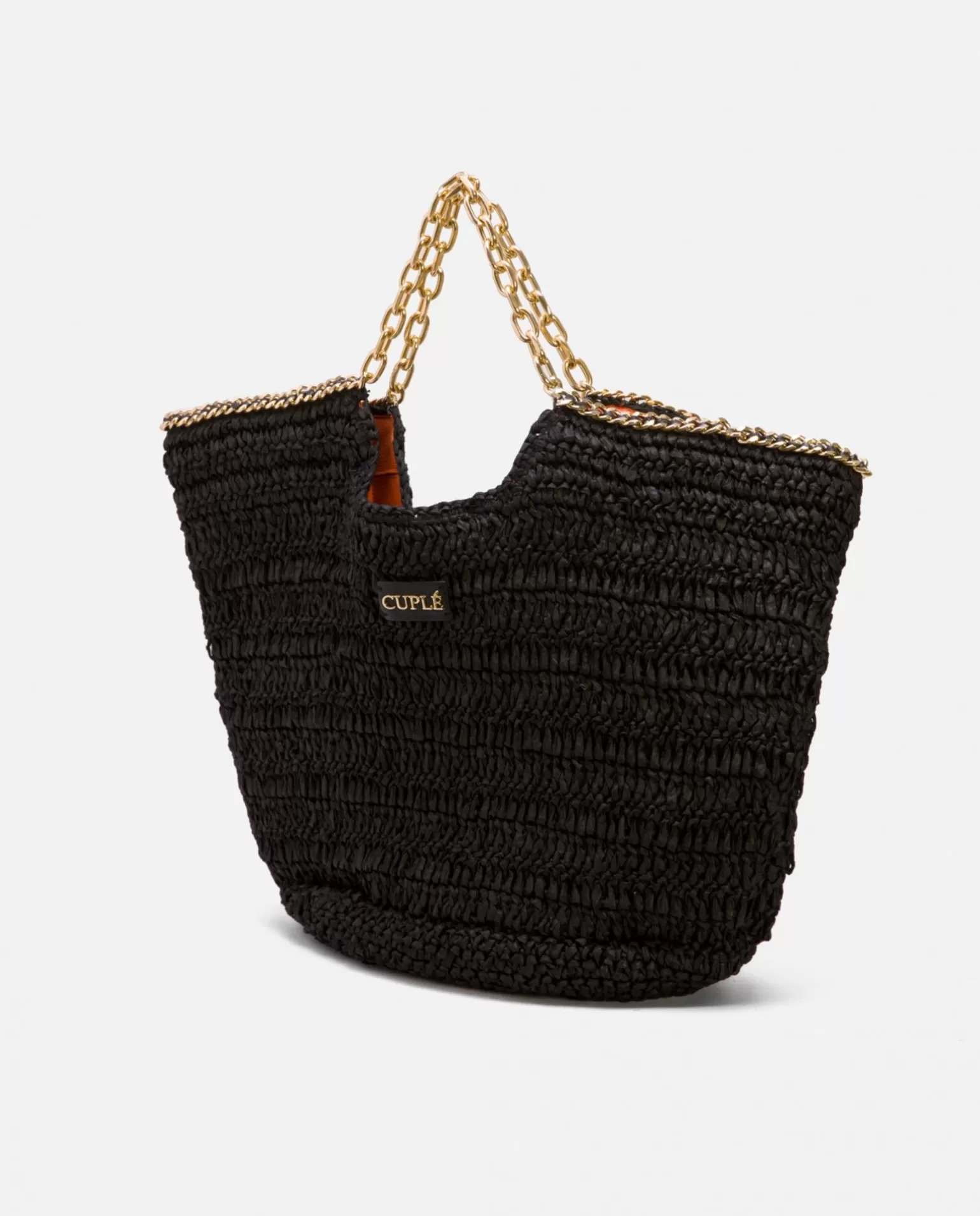 Mujer Cuplé Bolso Capazo Rafia Negro