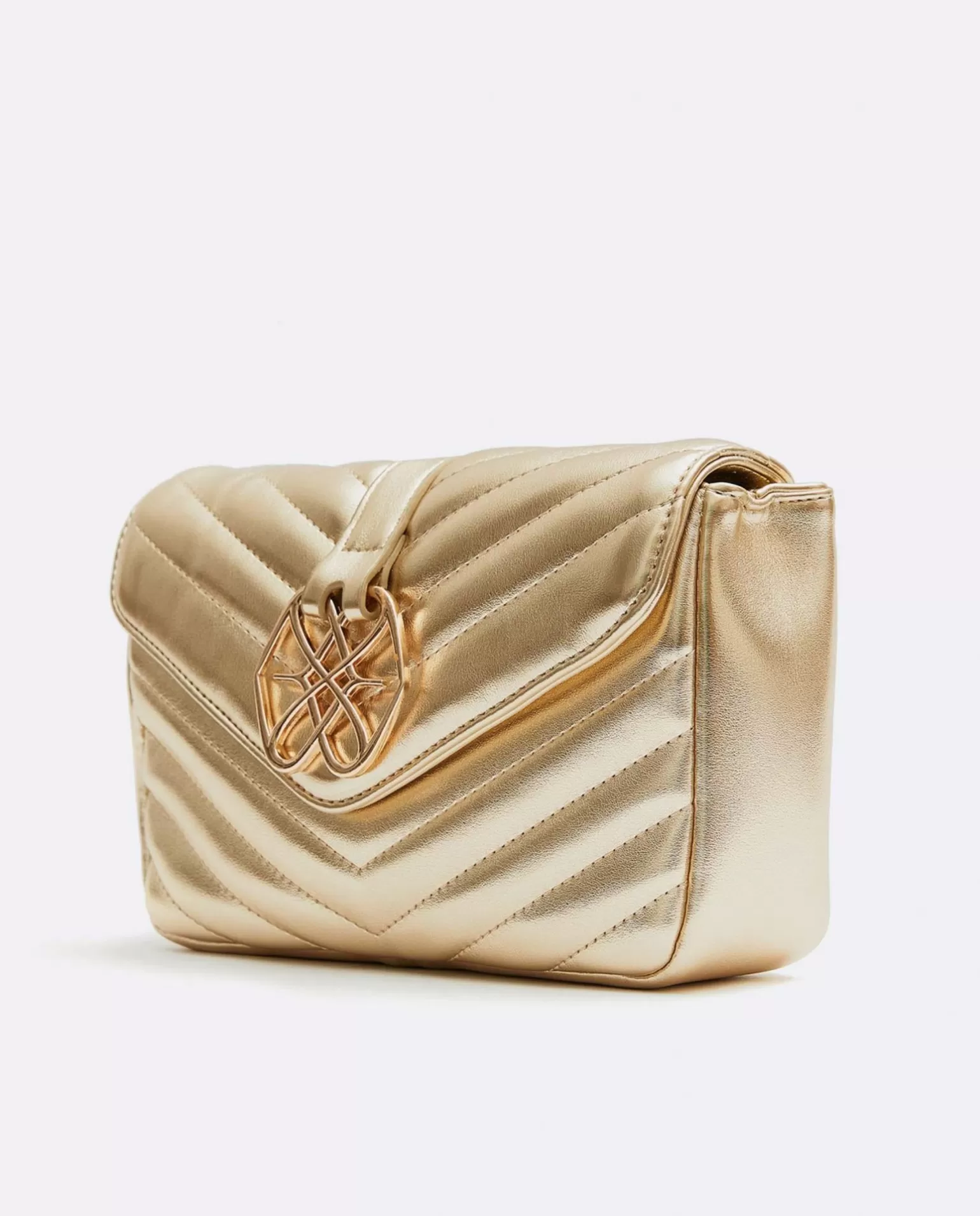 Mujer Cuplé Bolso Satchel Con Cadena Piek Tecnopiel Oro