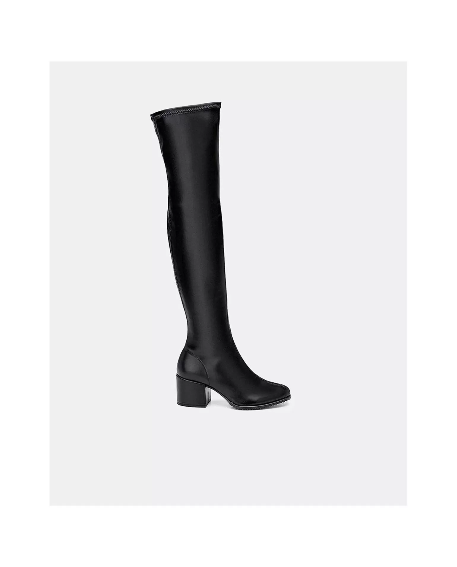 Mujer Cuplé Bota Mosquetera Strech Napa Licra Negro