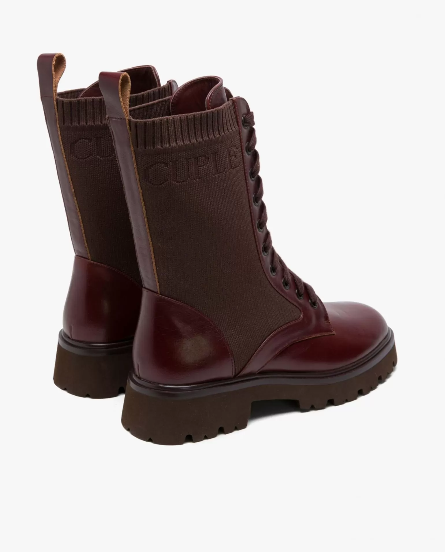 Mujer Cuplé Botin Cordones Napa Marron