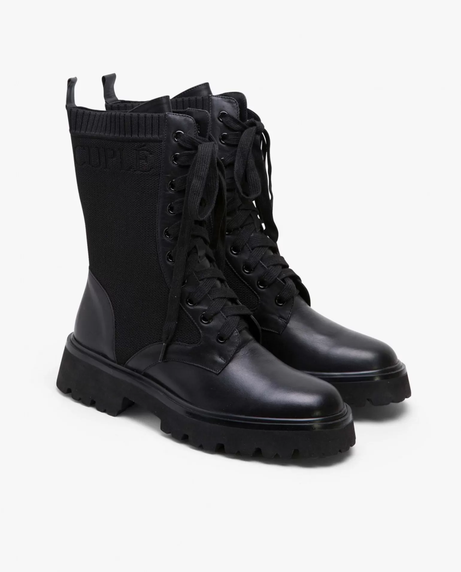 Mujer Cuplé Botin Cordones Napa Negro