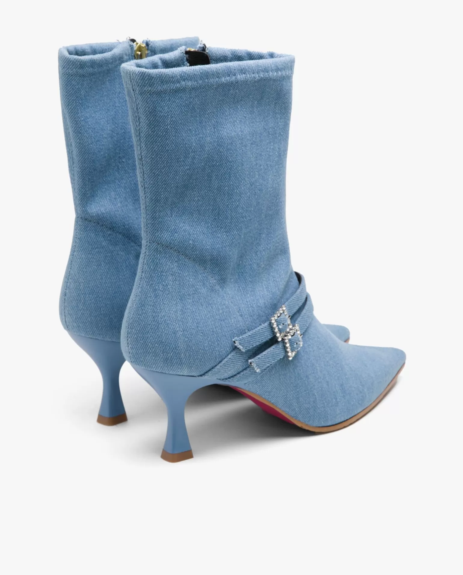 Mujer Cuplé Botin Hebilla Vaquero Azul