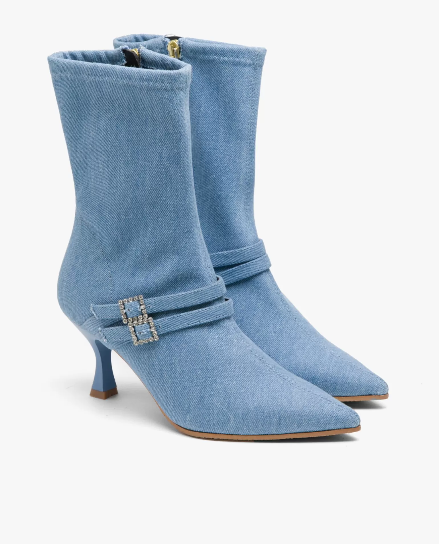 Mujer Cuplé Botin Hebilla Vaquero Azul