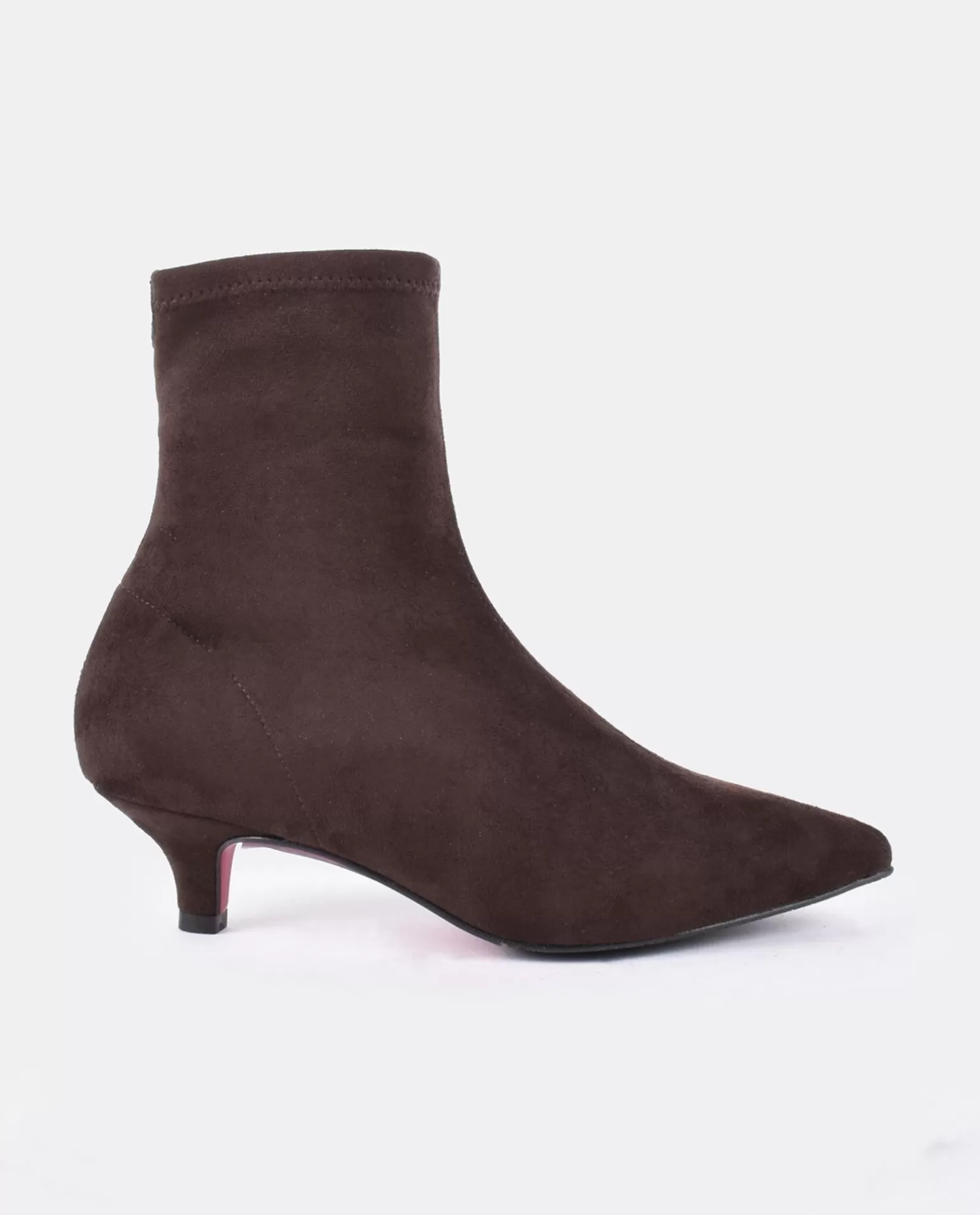 Mujer Cuplé Botin Licra Tacón Bajo Ultrasuede Strech Marron