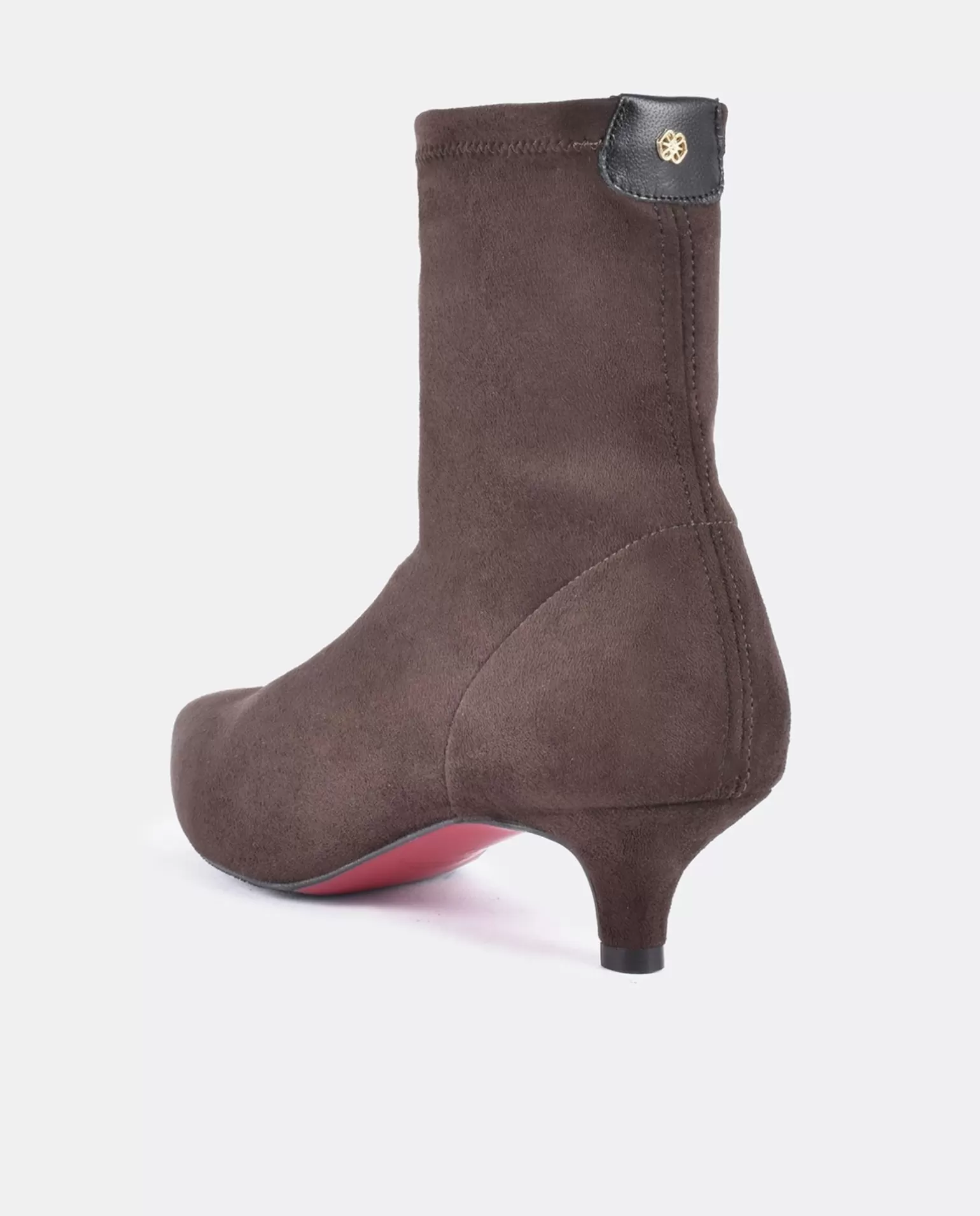 Mujer Cuplé Botin Licra Tacón Bajo Ultrasuede Strech Marron