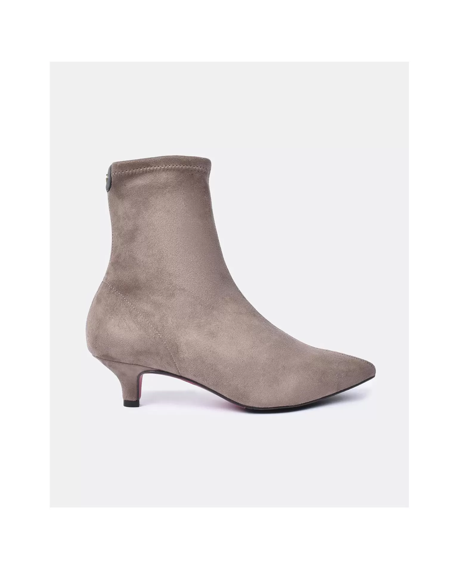 Mujer Cuplé Botin Licra Tacón Bajo Ultrasuede Strech Taupe