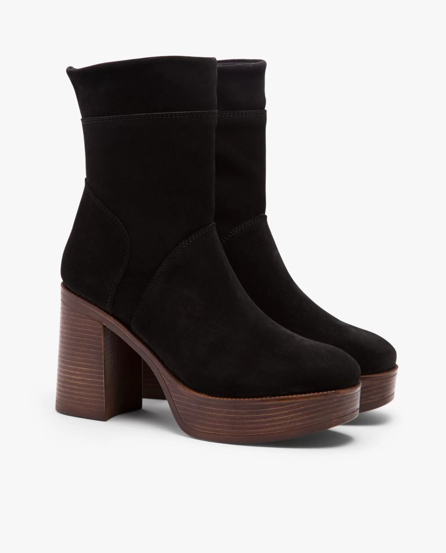 Mujer Cuplé Botin Plataforma Serraje Negro