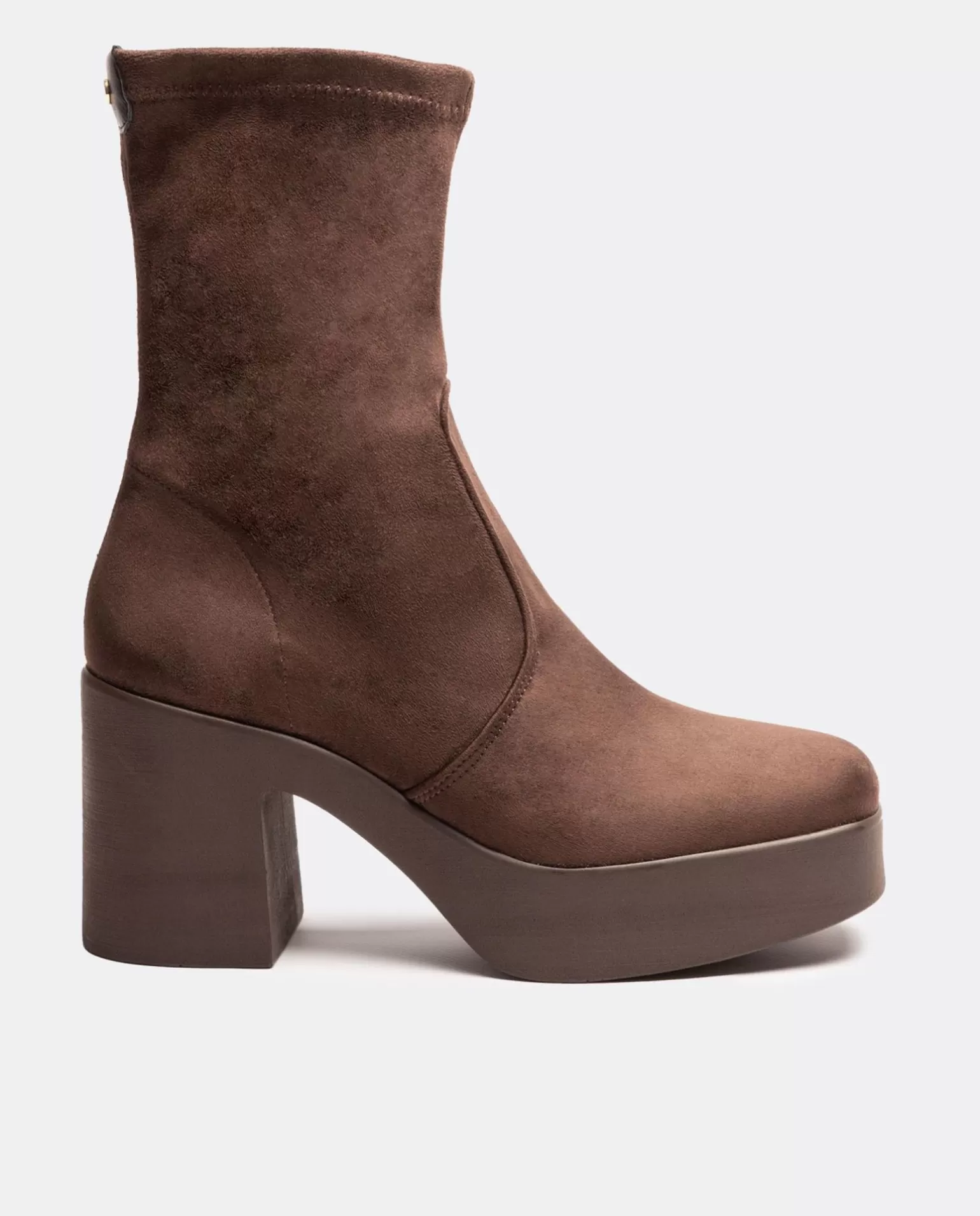 Mujer Cuplé Botin Plataforma Ultrasuede Strech Marron