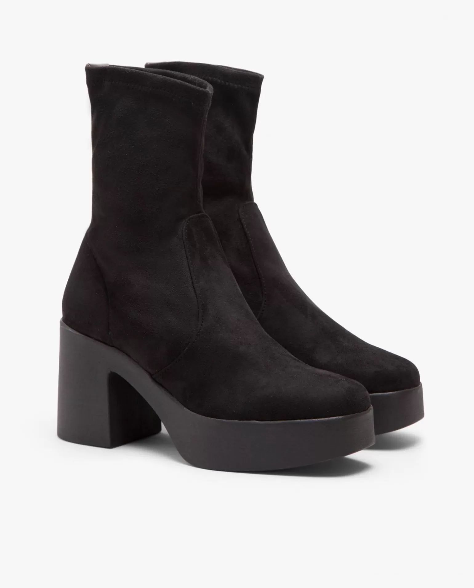 Mujer Cuplé Botin Plataforma Ultrasuede Strech Negro