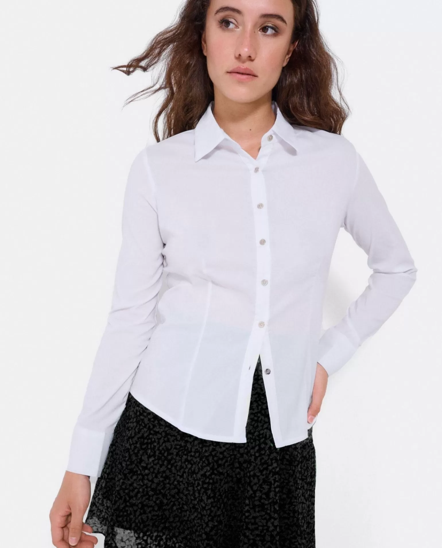 Mujer Cuplé Camisa Entallada Popelin Blanco