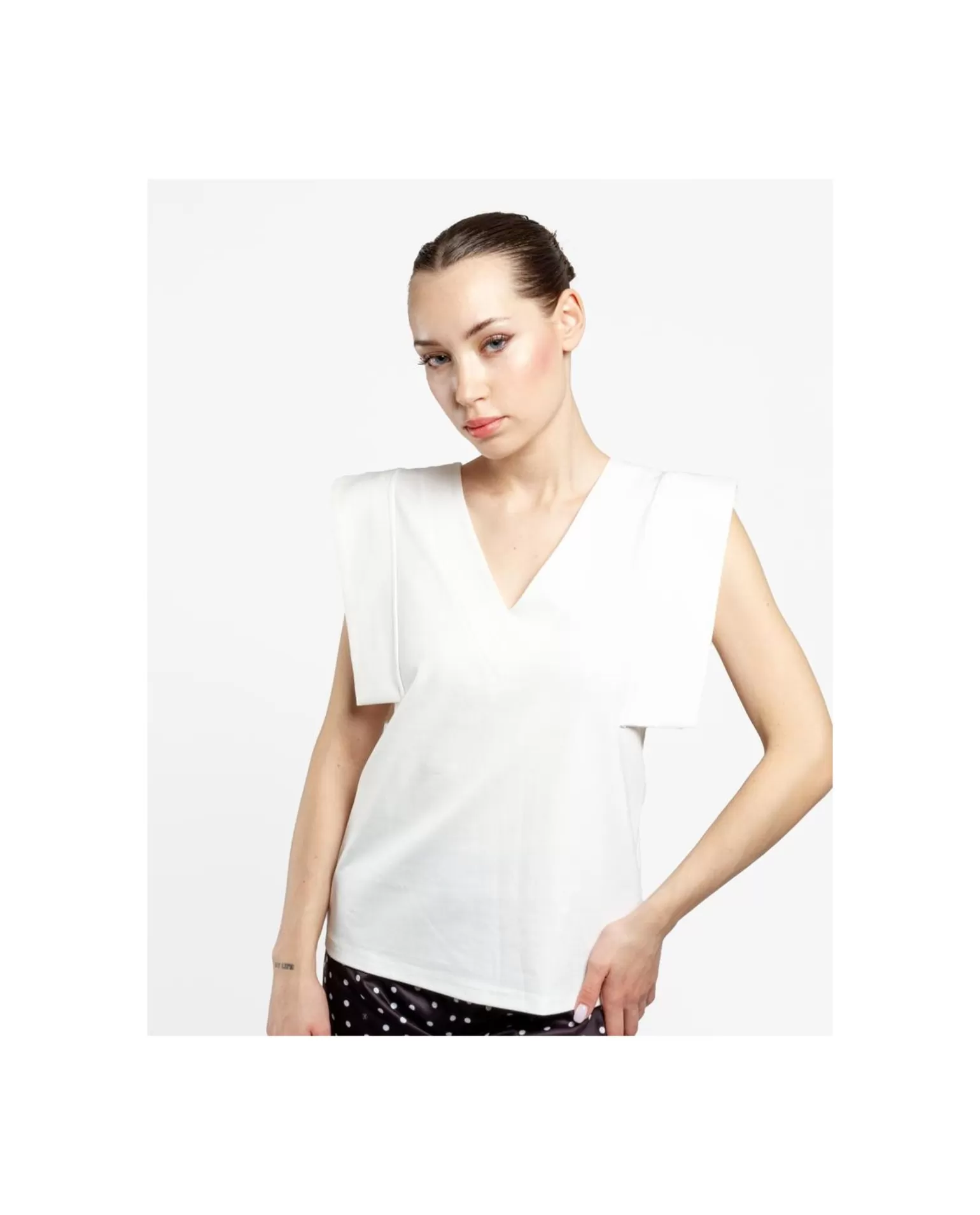 Mujer Cuplé Camiseta Geometrica Punto Blanco