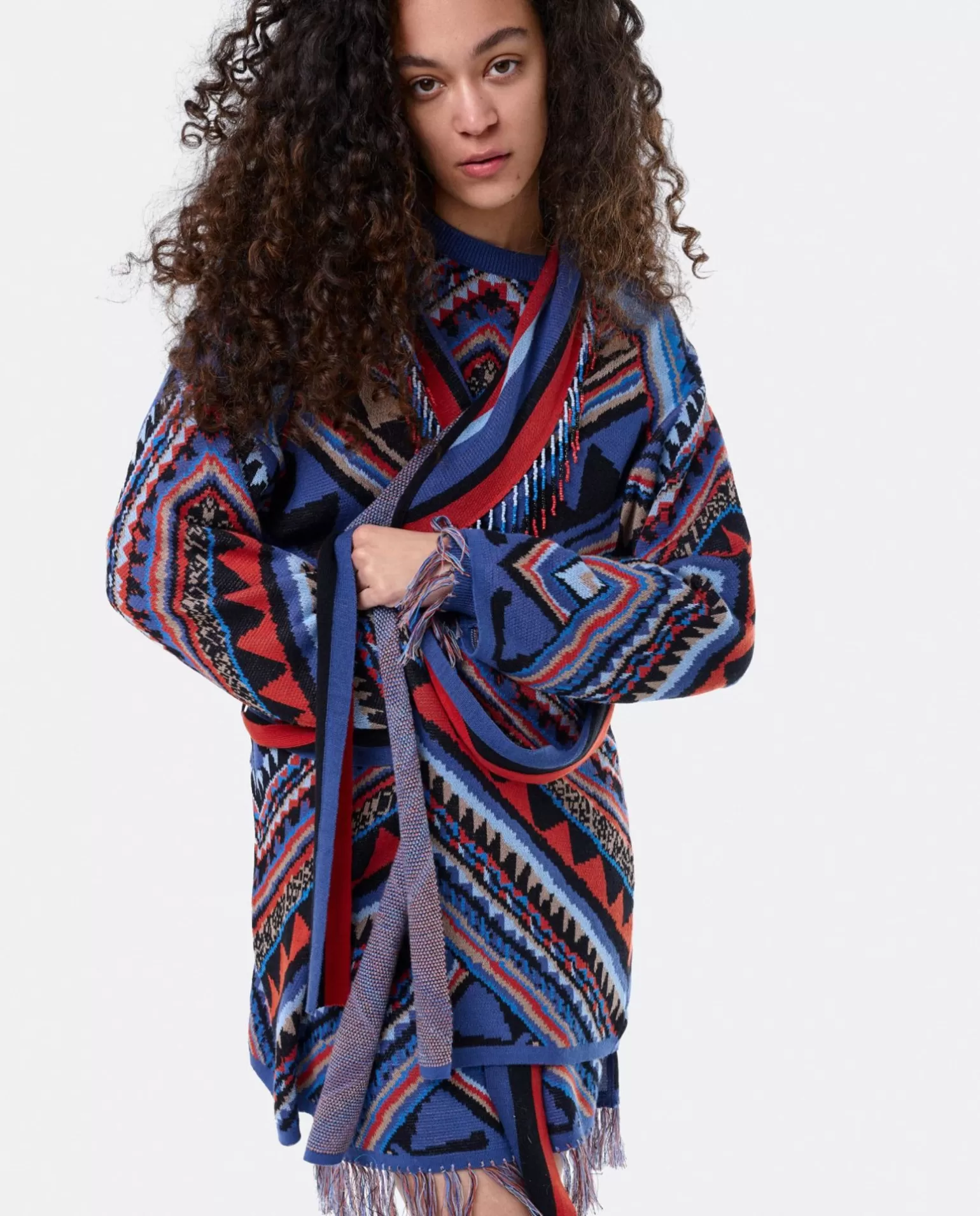Mujer Cuplé Cardigan Etnico Punto Tricot Multicolor
