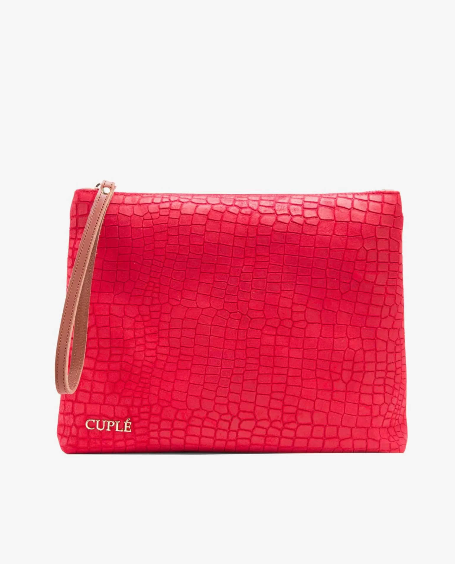 Mujer Cuplé Cartera Mano Mediana Serraje Coco Rojo