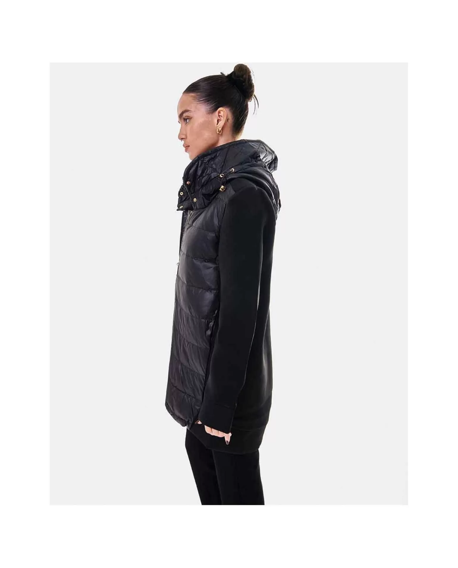 Mujer Cuplé Chaqueta Neopreno Larga Neopreno Negro