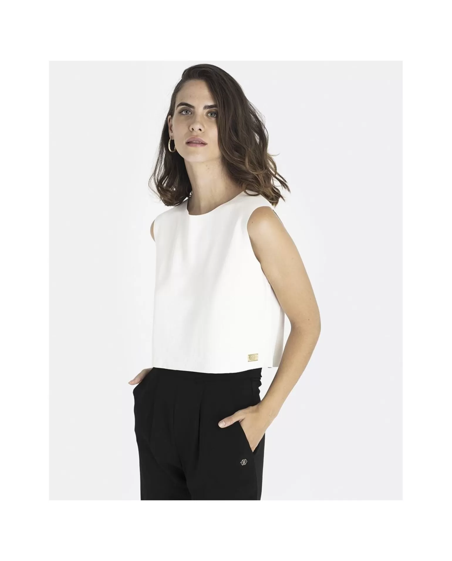 Mujer Cuplé Cropt Top Neopreno Blanco