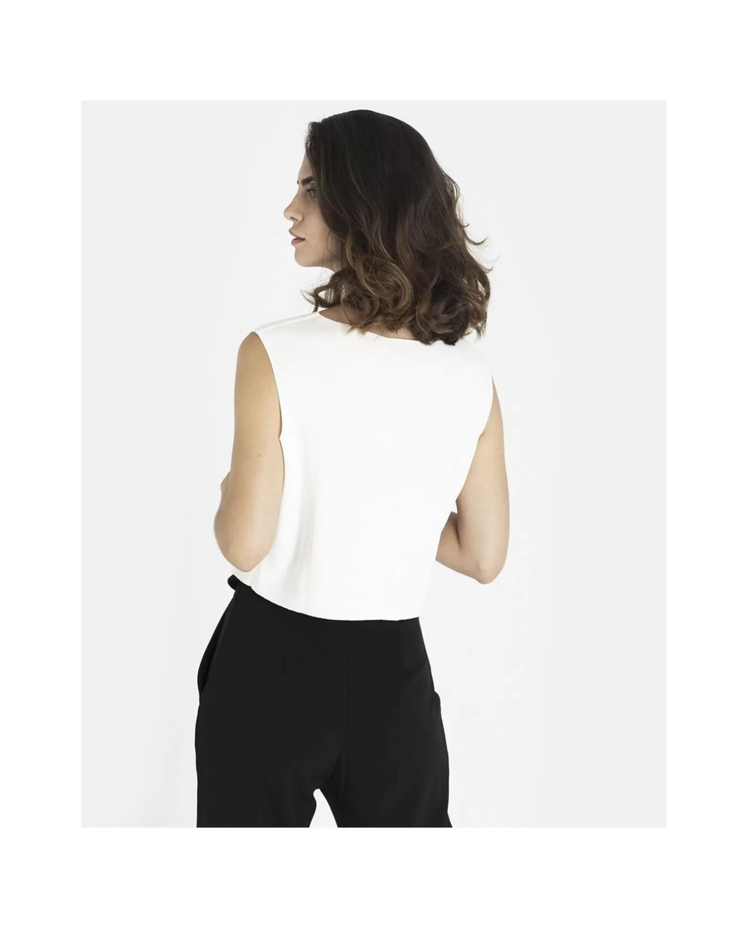 Mujer Cuplé Cropt Top Neopreno Blanco