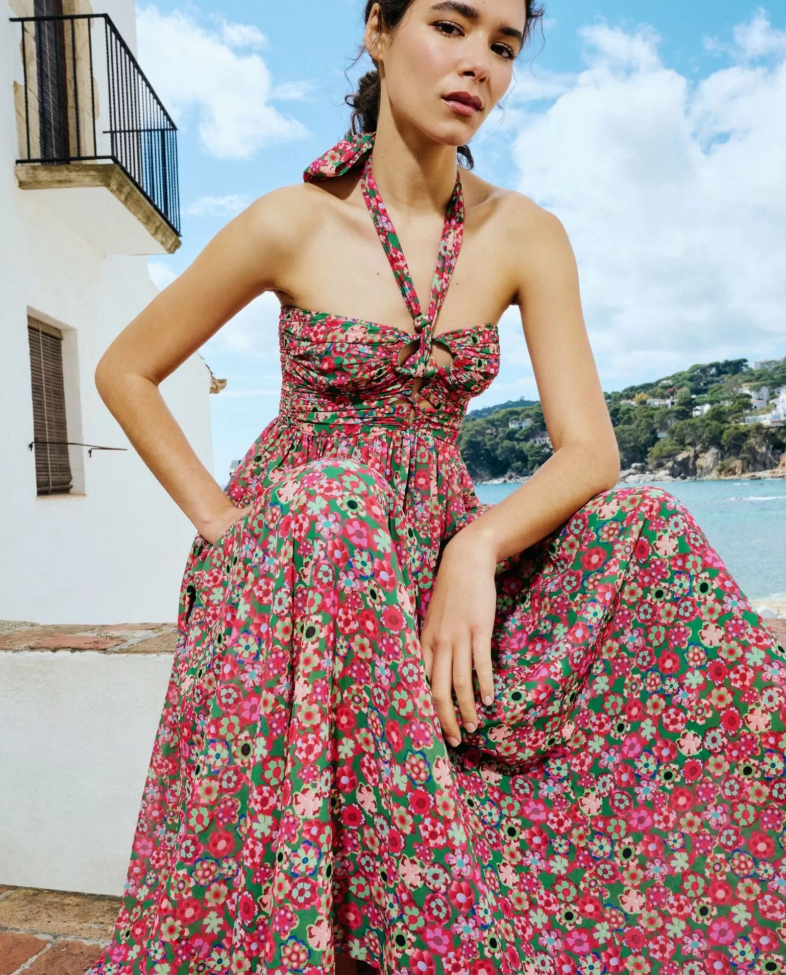 Mujer Cuplé Maxi Vestido Aberturas Gasa Estampado Flores Liber