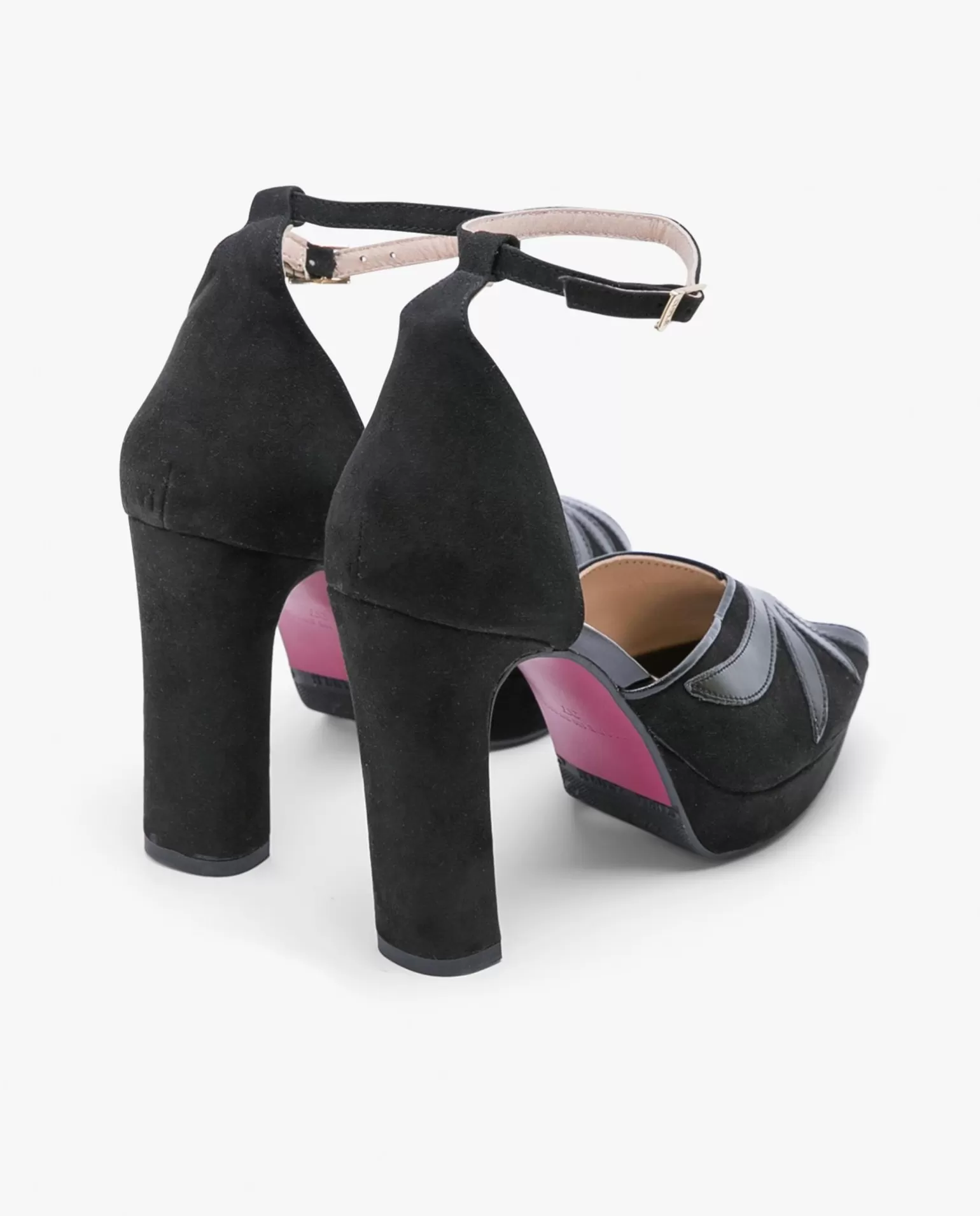 Mujer Cuplé Pala Talon Peep Toe Ultrasuede Negro