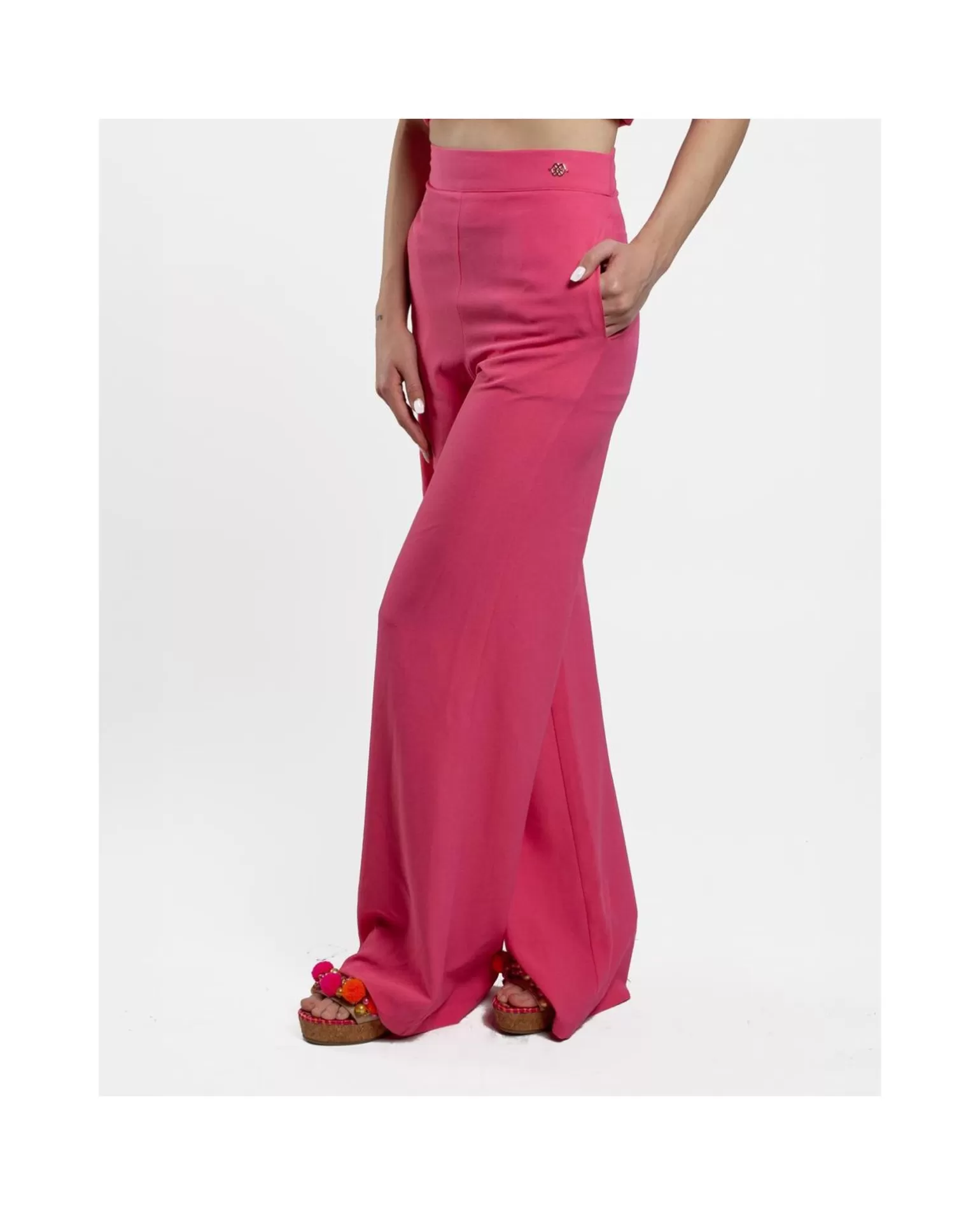 Mujer Cuplé Pantalon Campana Crep Fucsia