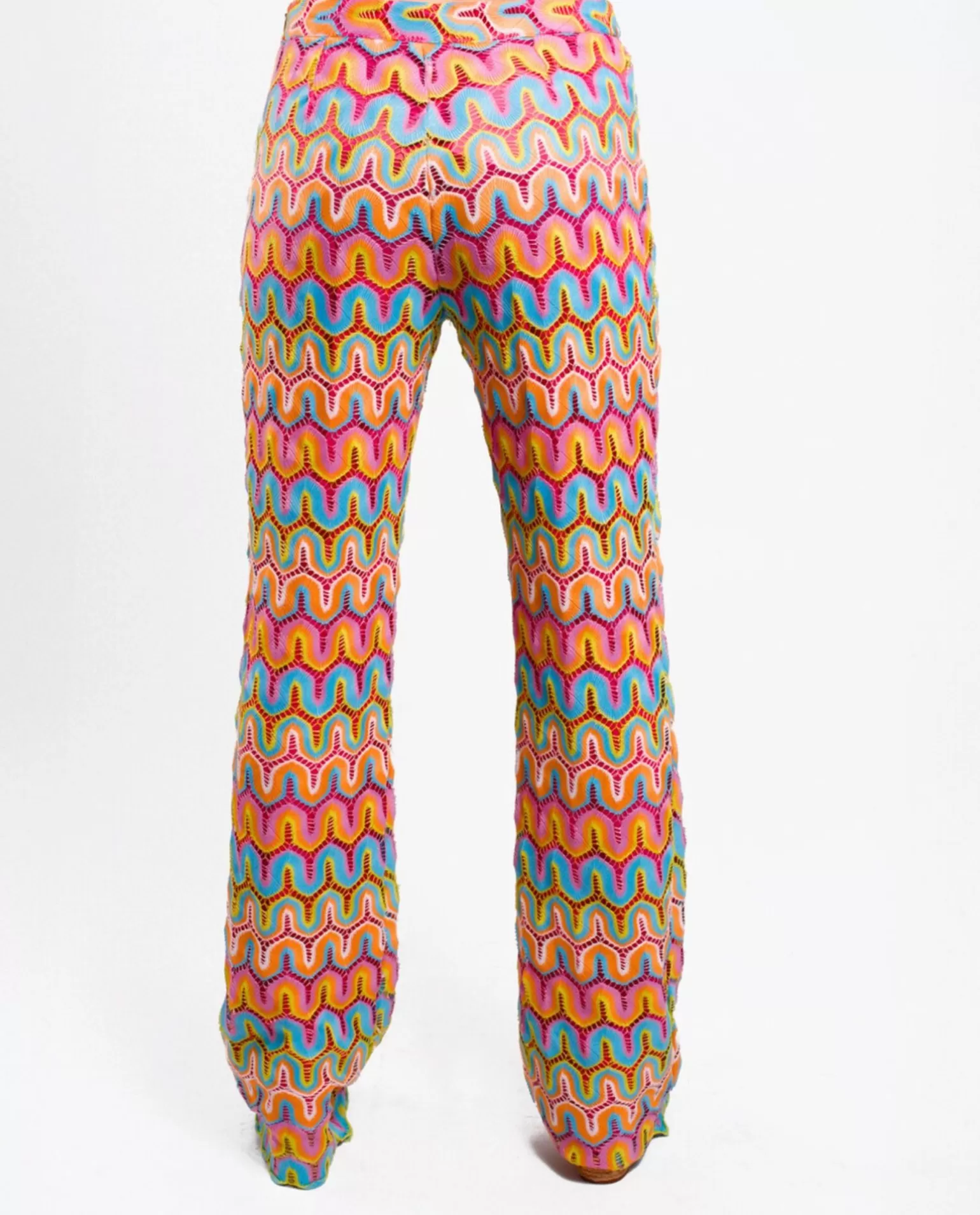 Mujer Cuplé Pantalon Campana Crochet Multicolor