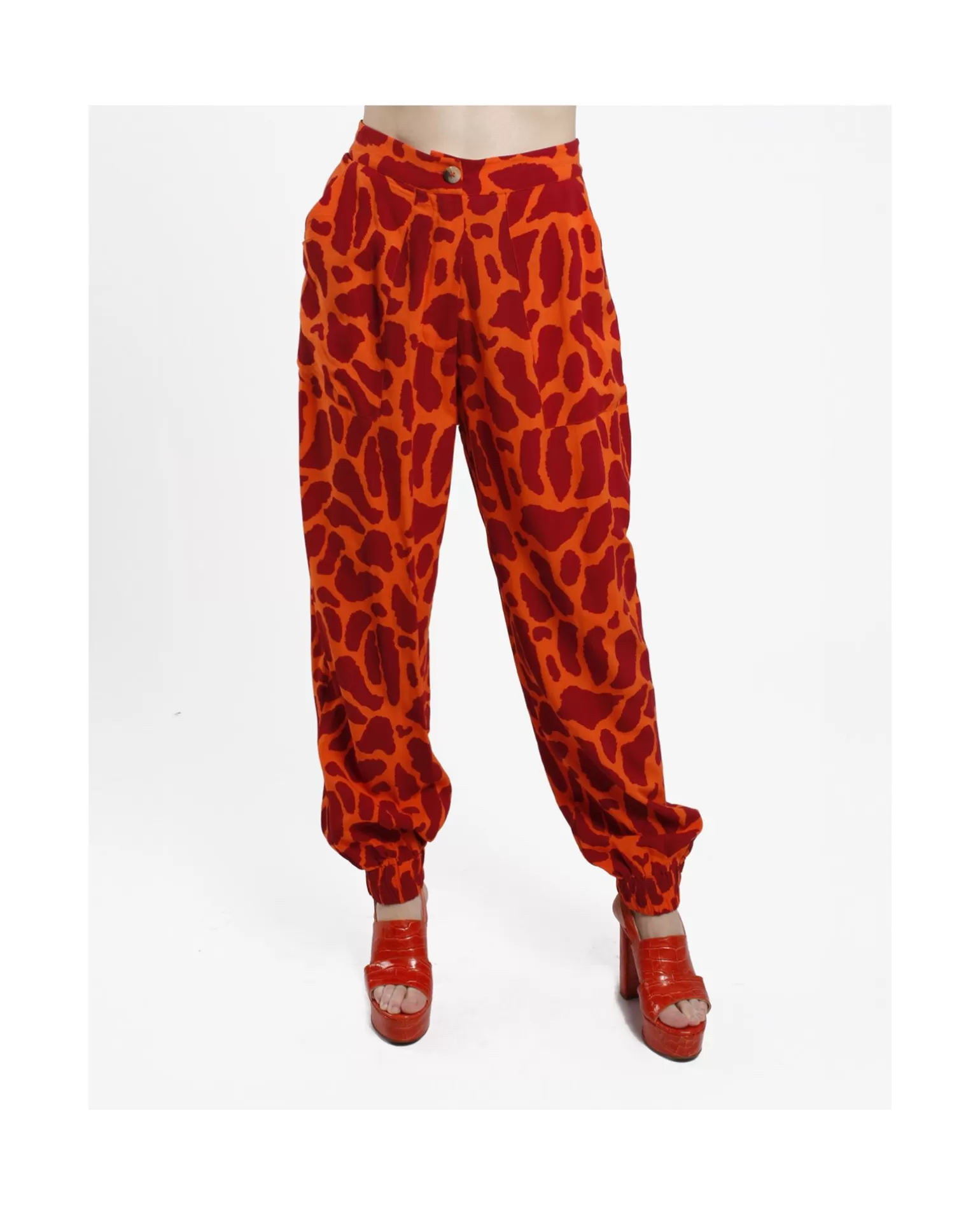 Mujer Cuplé Pantalon Jogger Crep Estampado Jirafa