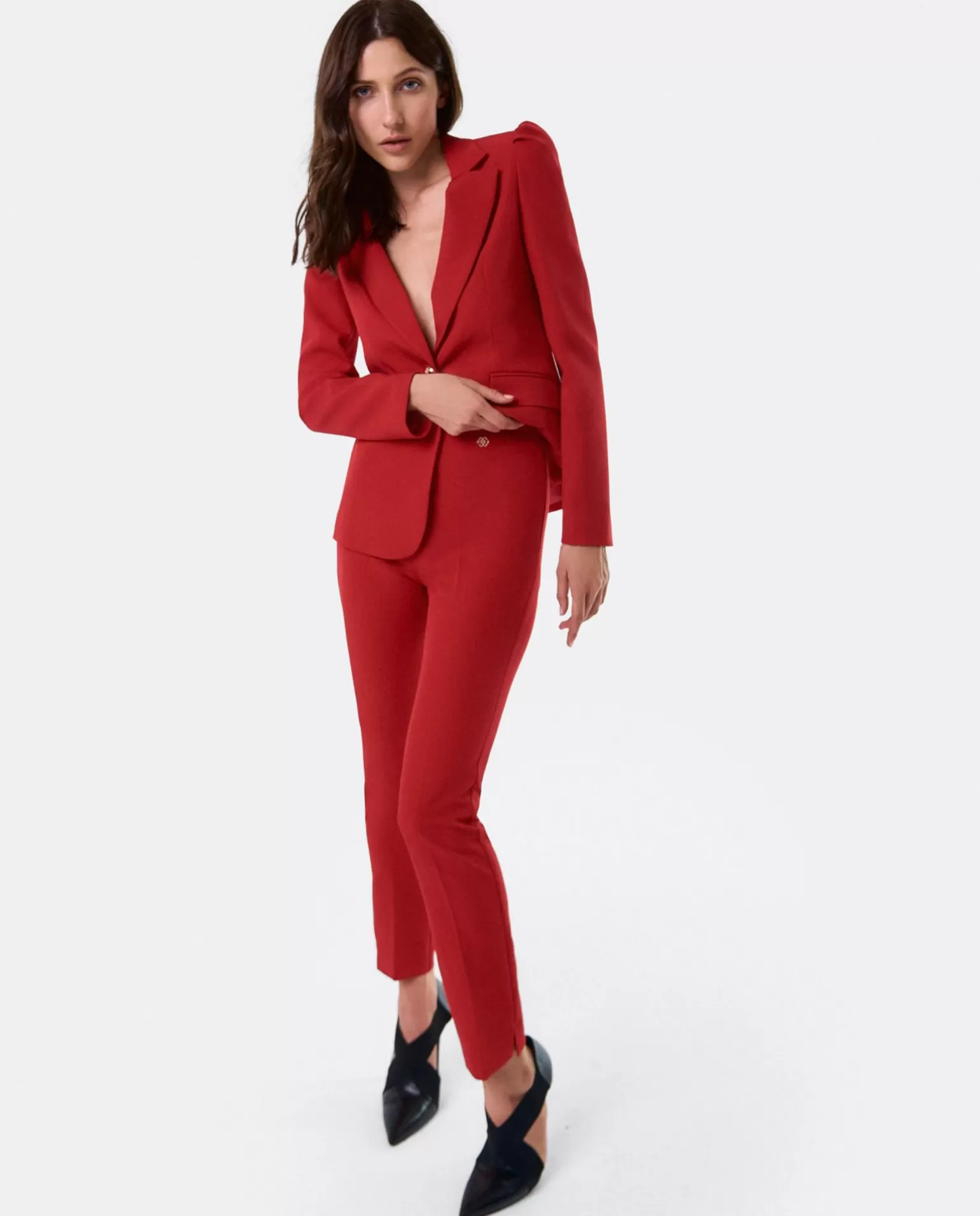 Mujer Cuplé Pantalon Penelope Crep Rojo