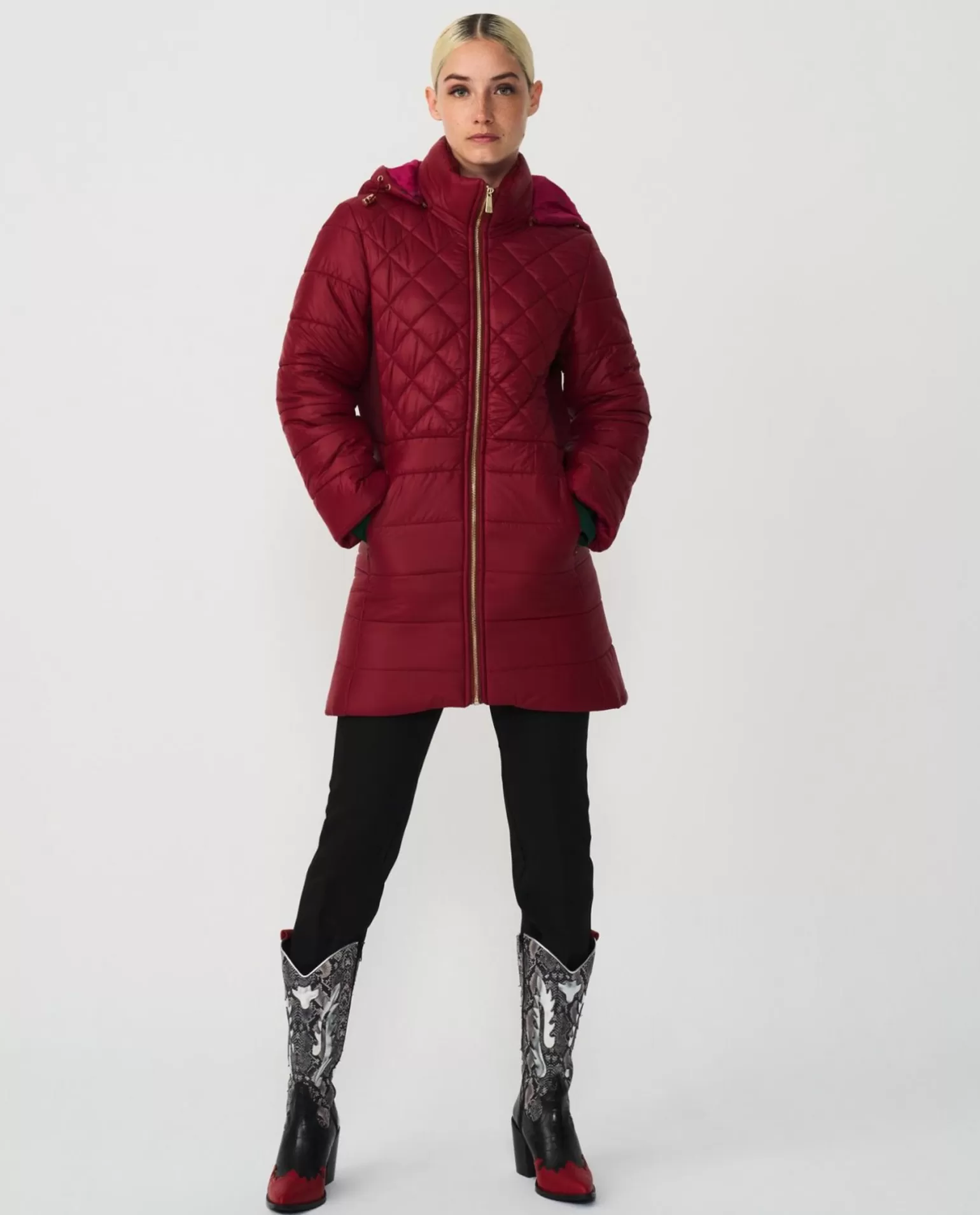 Mujer Cuplé Parka Nylon Burdeos