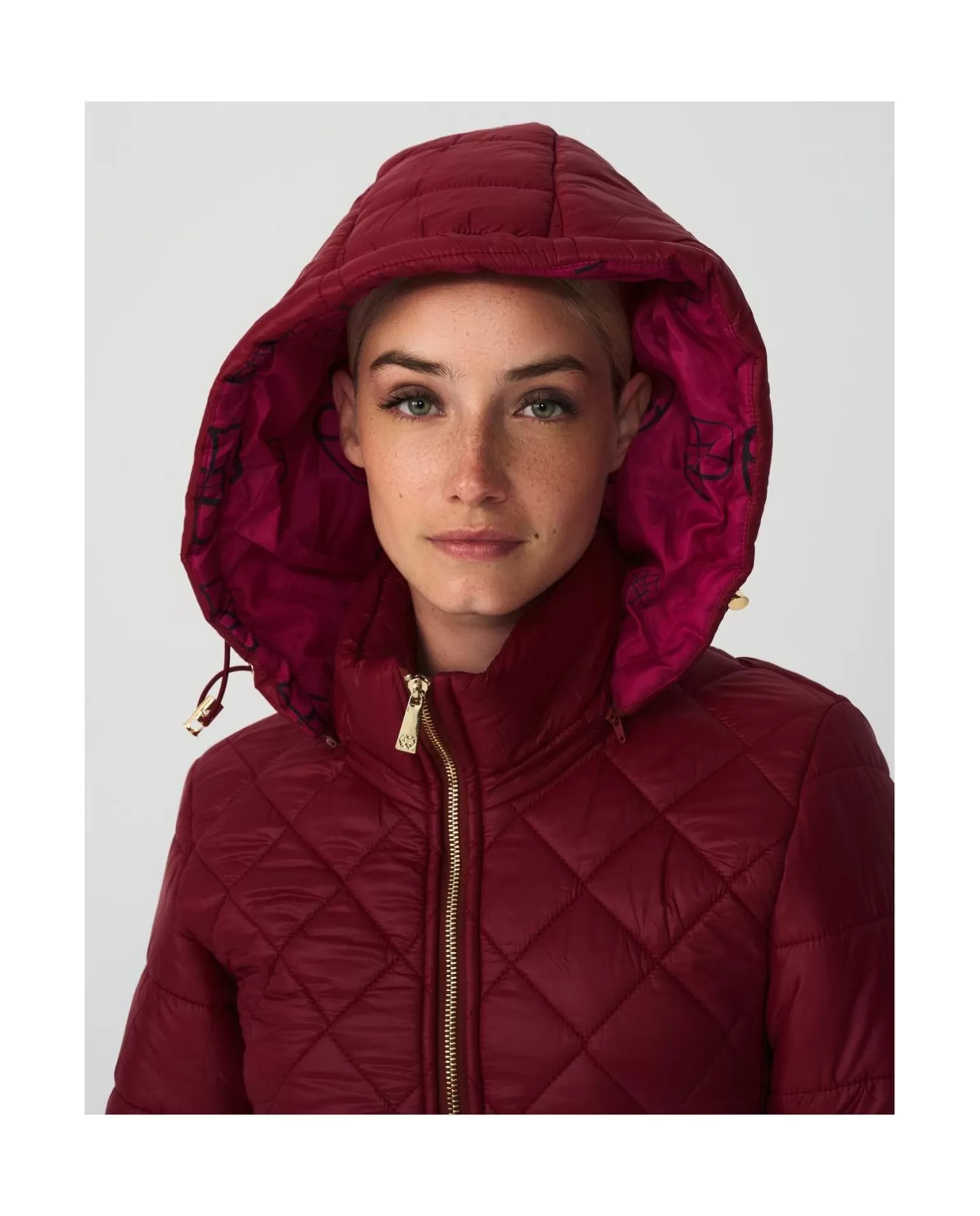 Mujer Cuplé Parka Nylon Burdeos