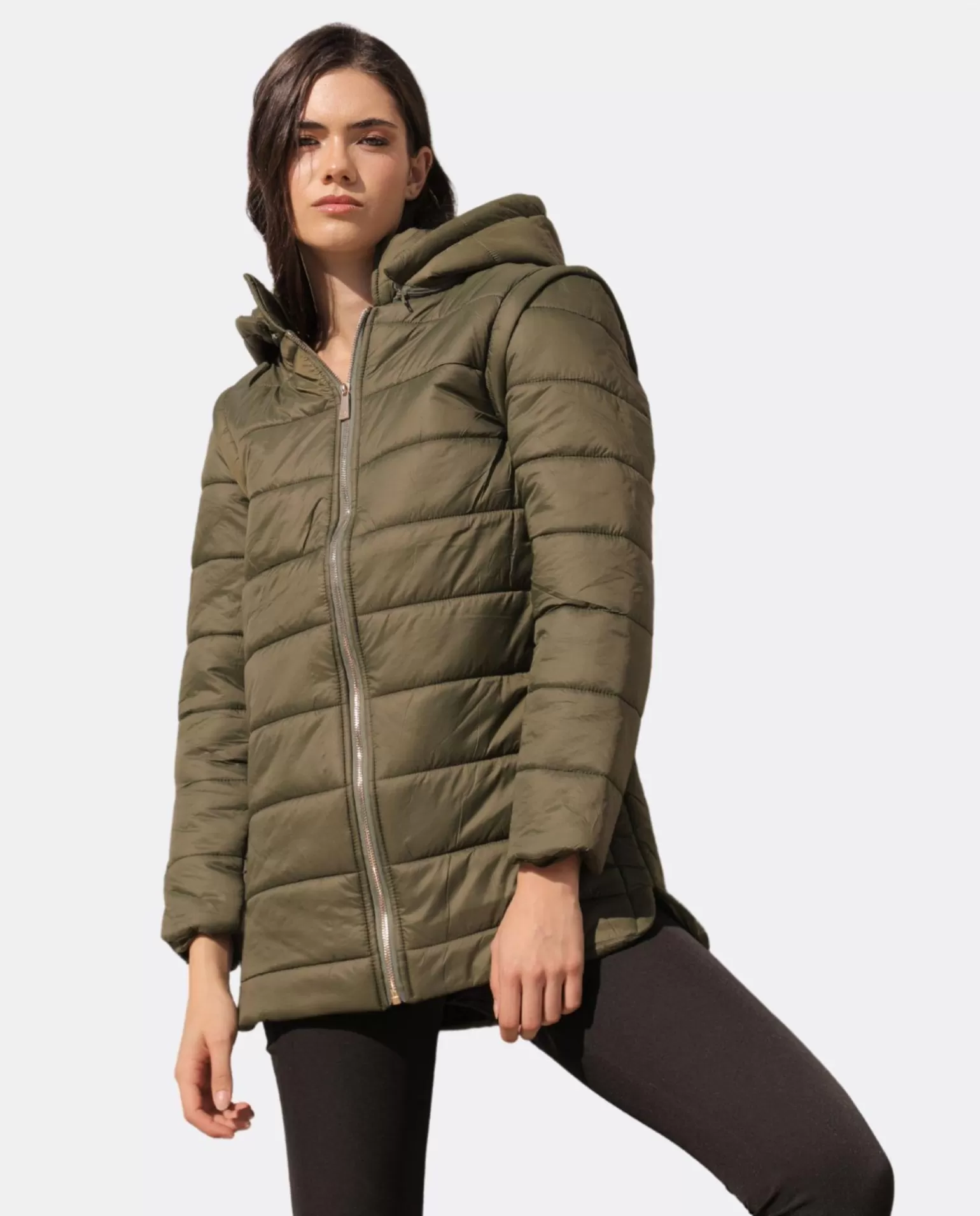 Mujer Cuplé Parka Nylon Verde