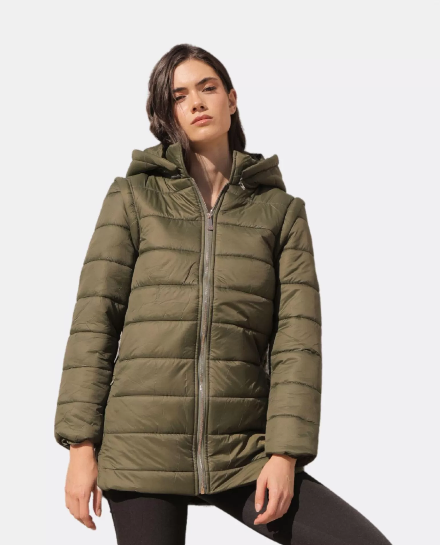 Mujer Cuplé Parka Nylon Verde