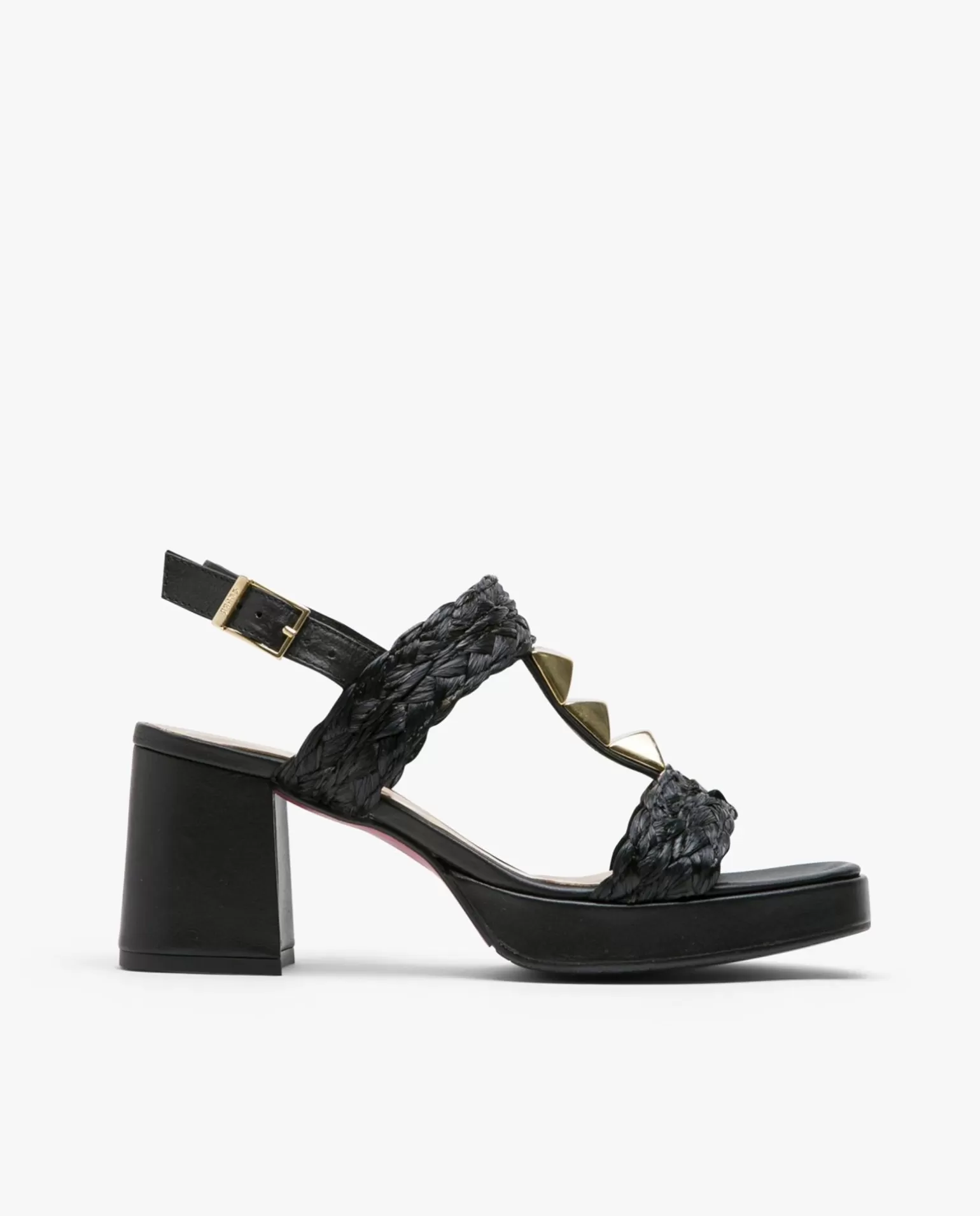 Mujer Cuplé Sandalia Piramides Rafia Negro