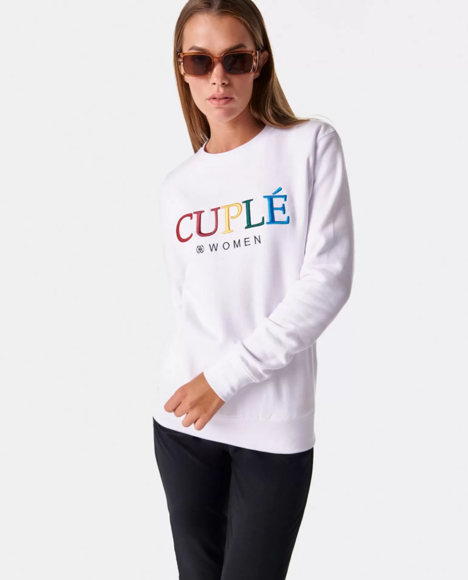 Mujer Cuplé Sudadera Punto Sudadera Blanco