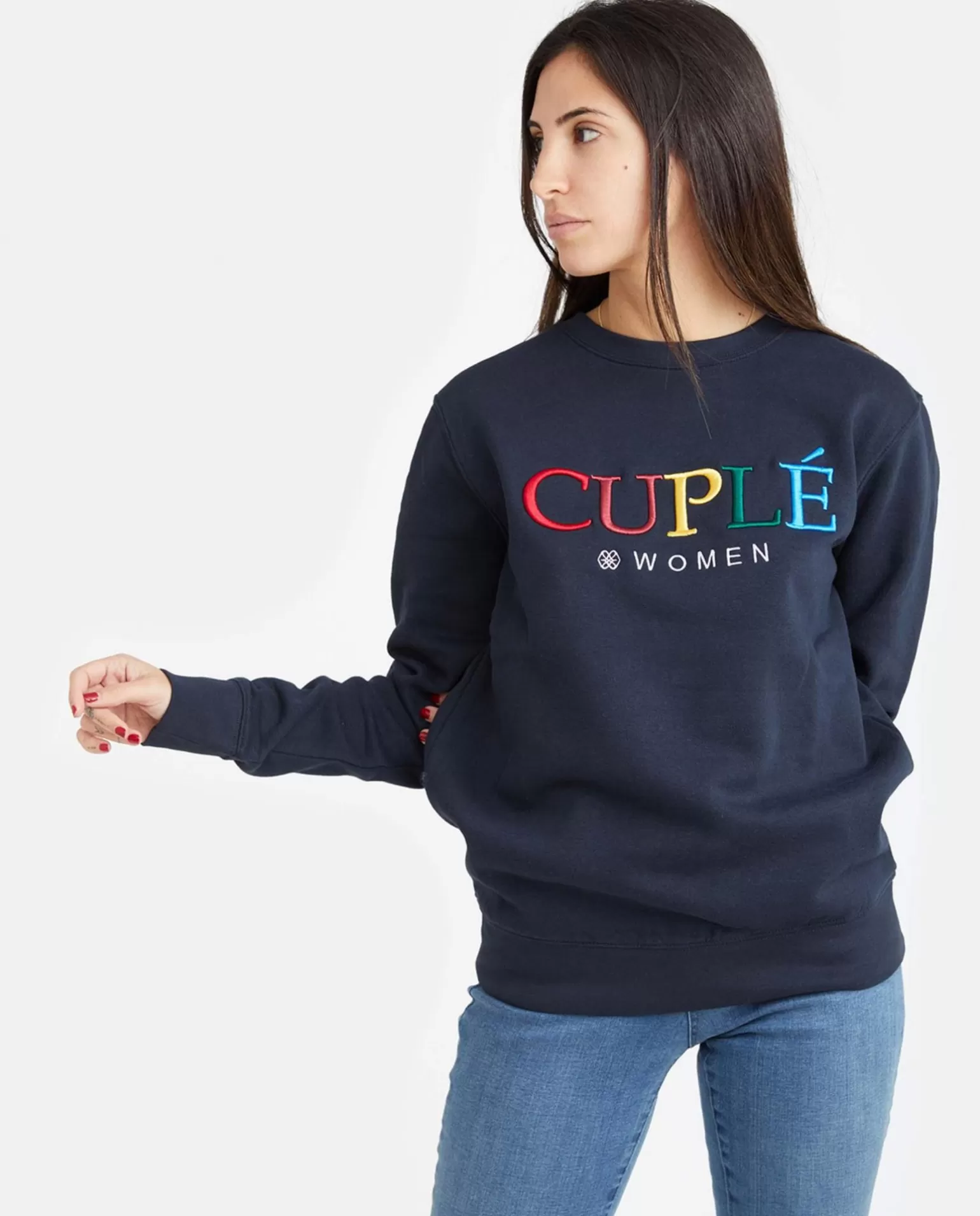 Mujer Cuplé Sudadera Punto Sudadera Marino