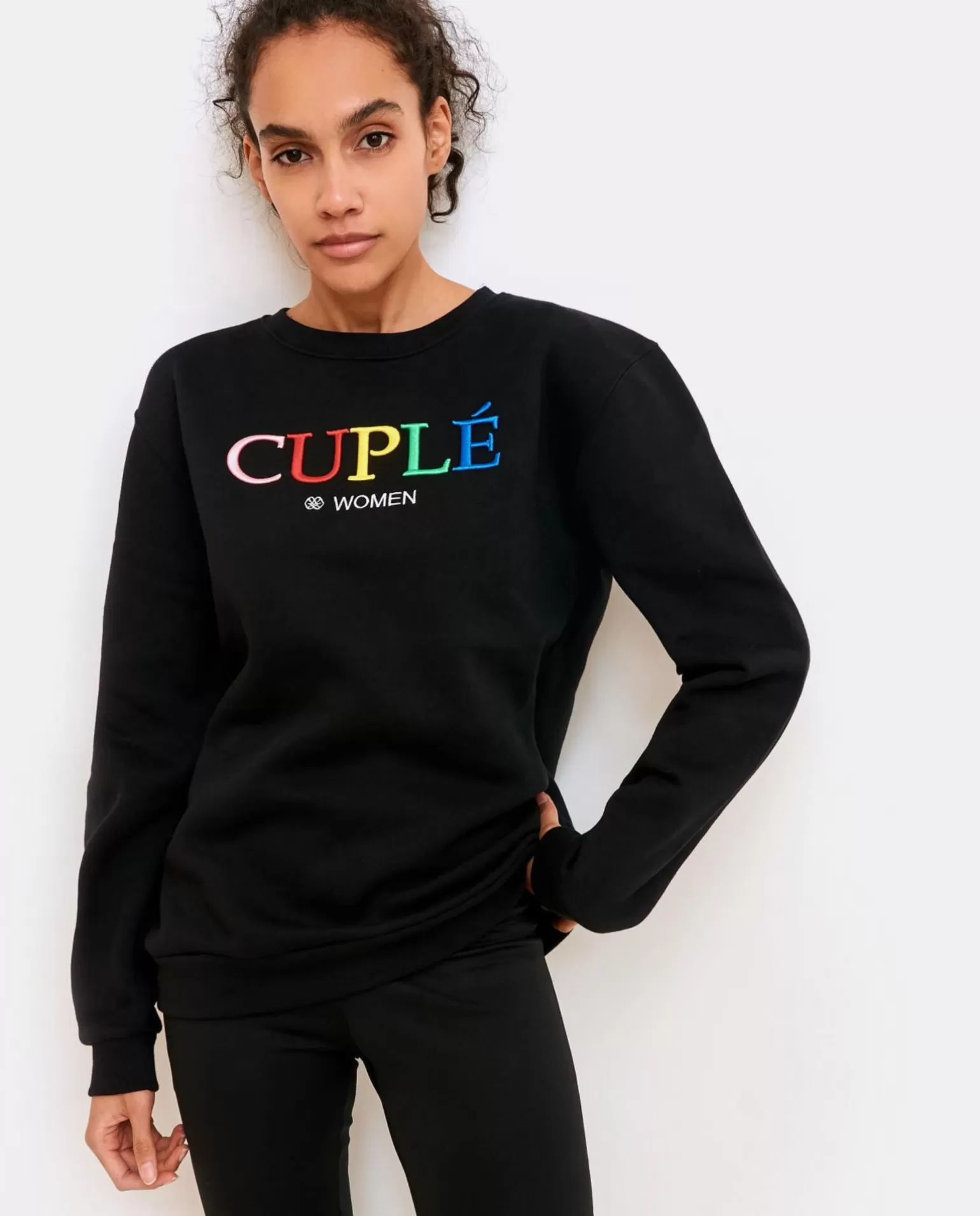 Mujer Cuplé Sudadera Punto Sudadera Negro