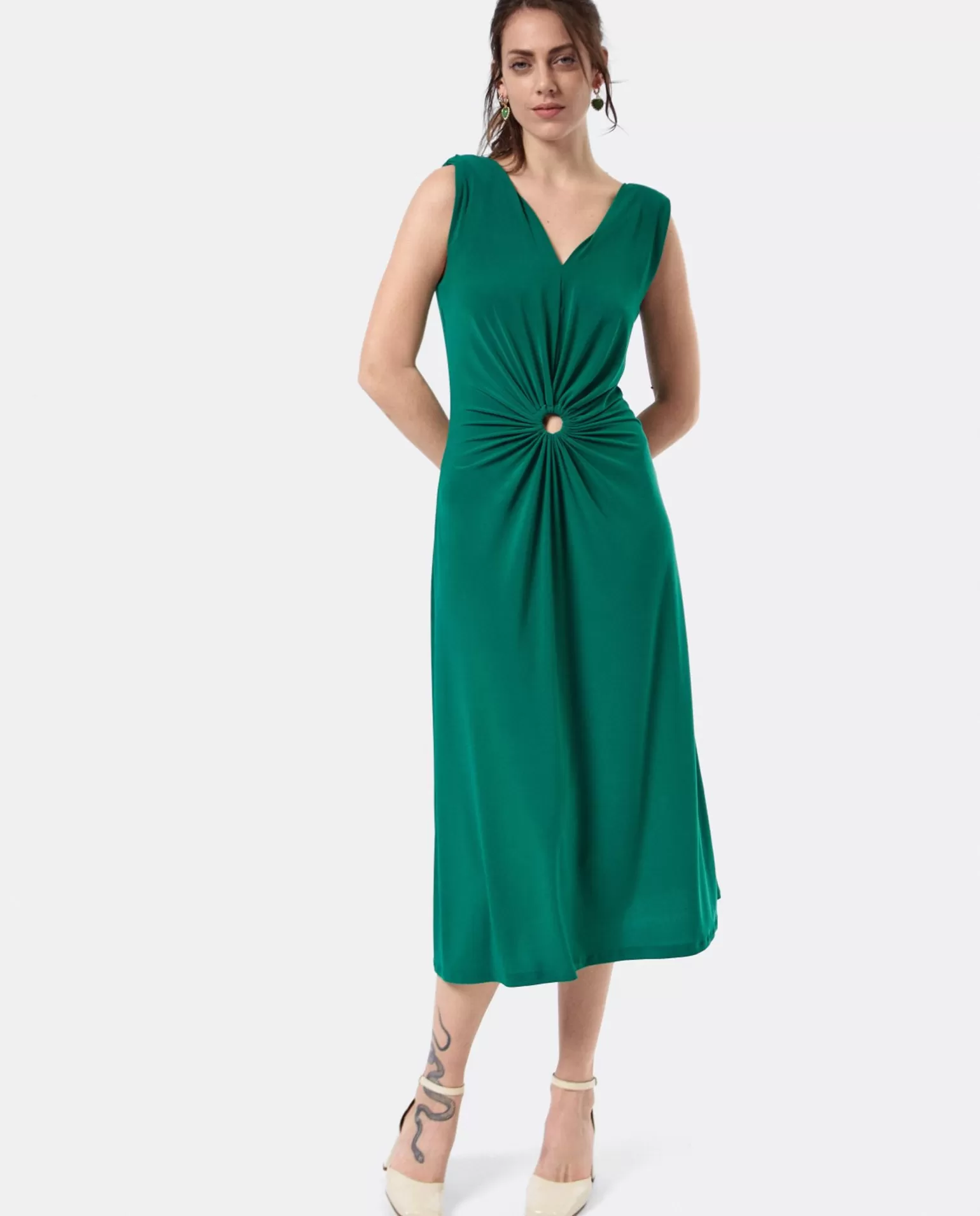 Mujer Cuplé Vestido Aro Cintura Punto Verde