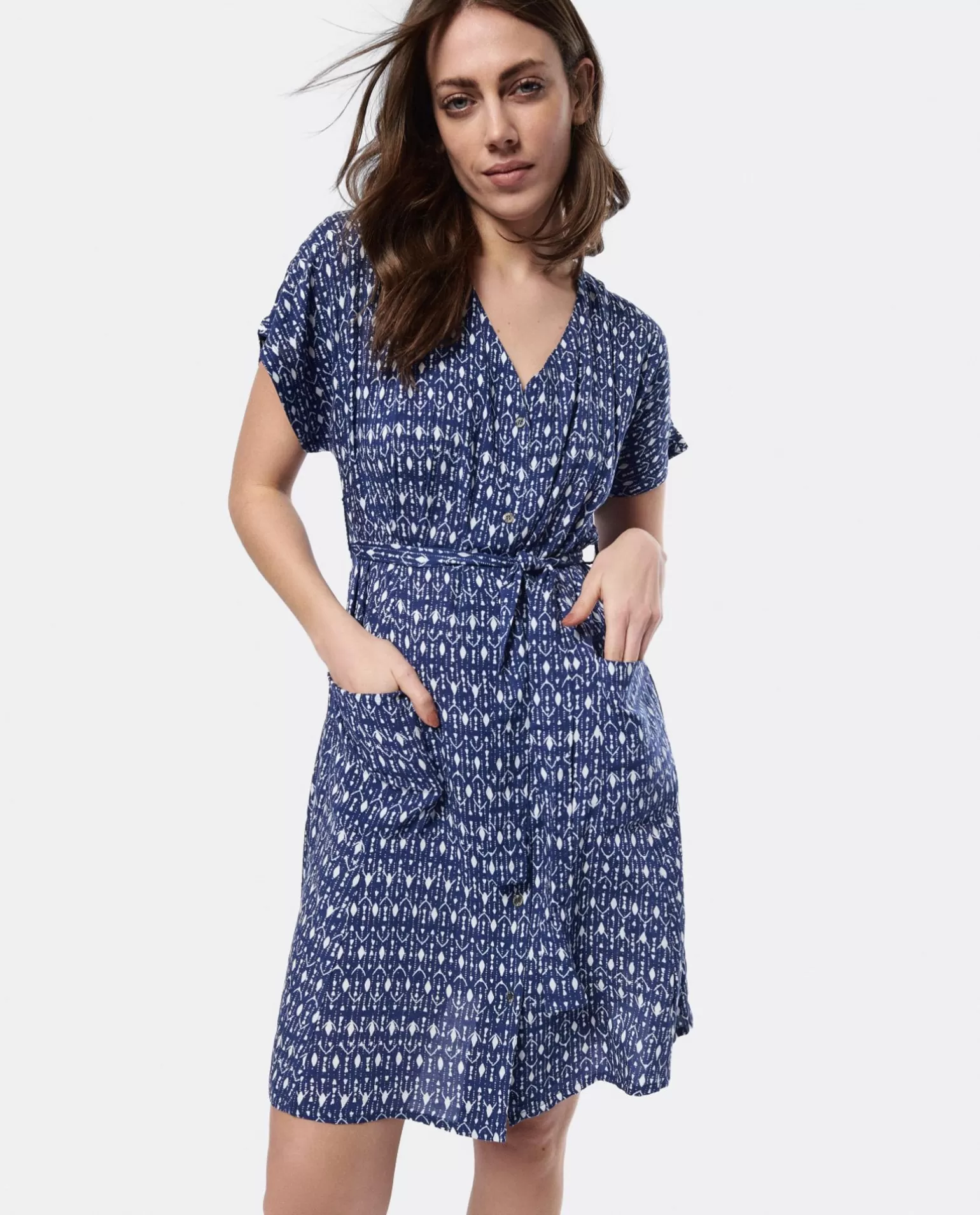 Mujer Cuplé Vestido Mini Anudado Viscosa Geometrico Azul