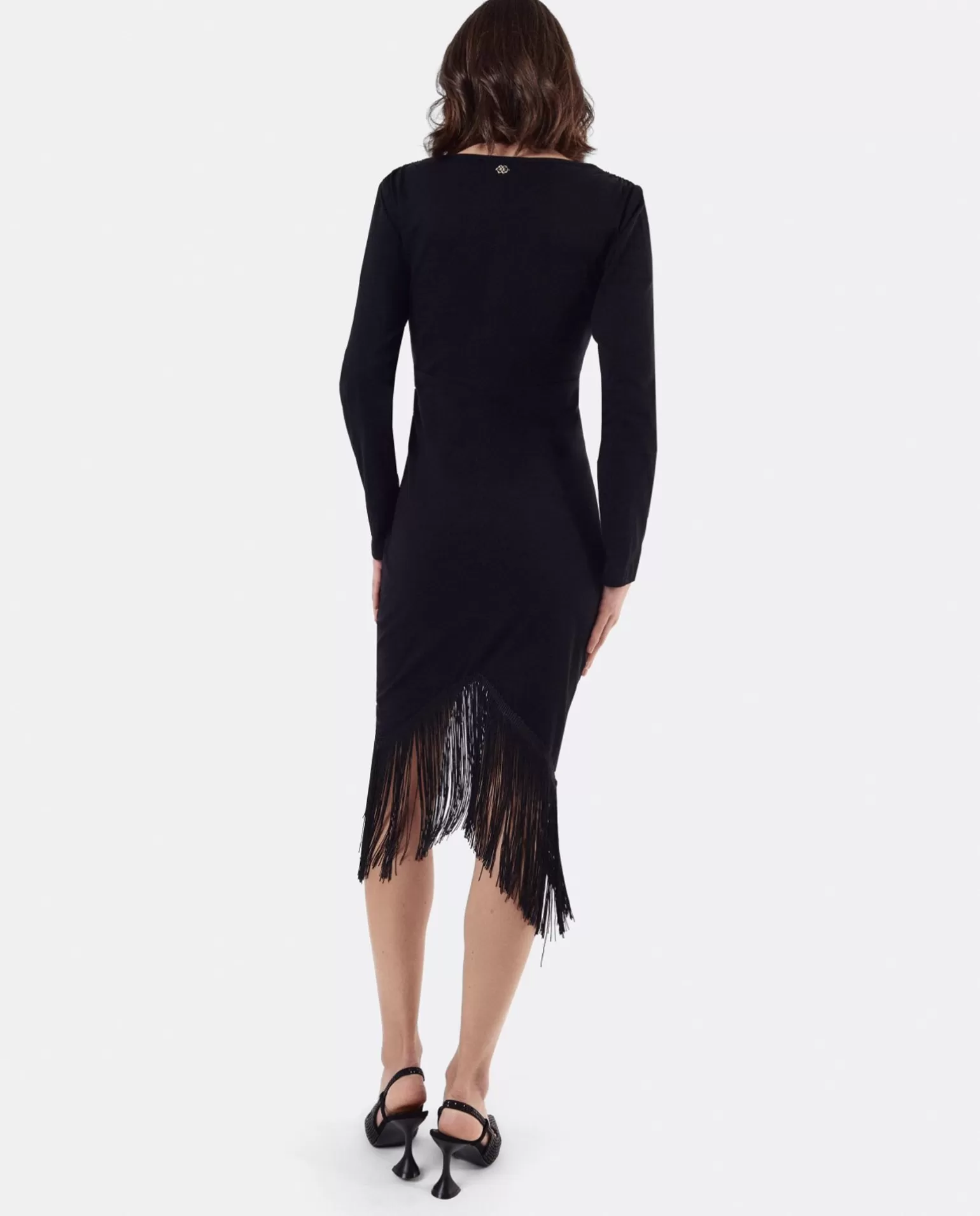 Mujer Cuplé Vestido Nudo Punto Negro