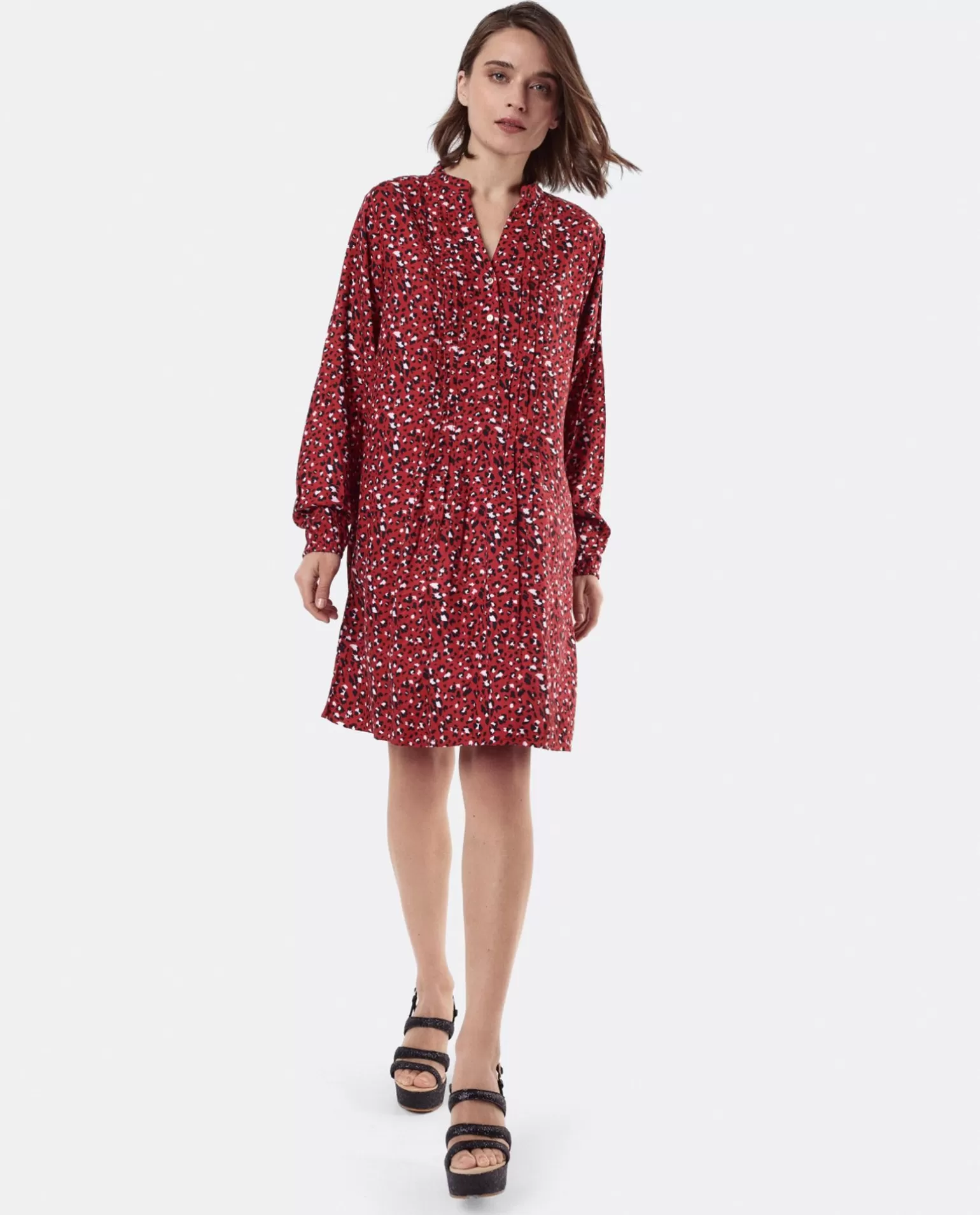 Mujer Cuplé Vestido Textil Leopardo Rojo