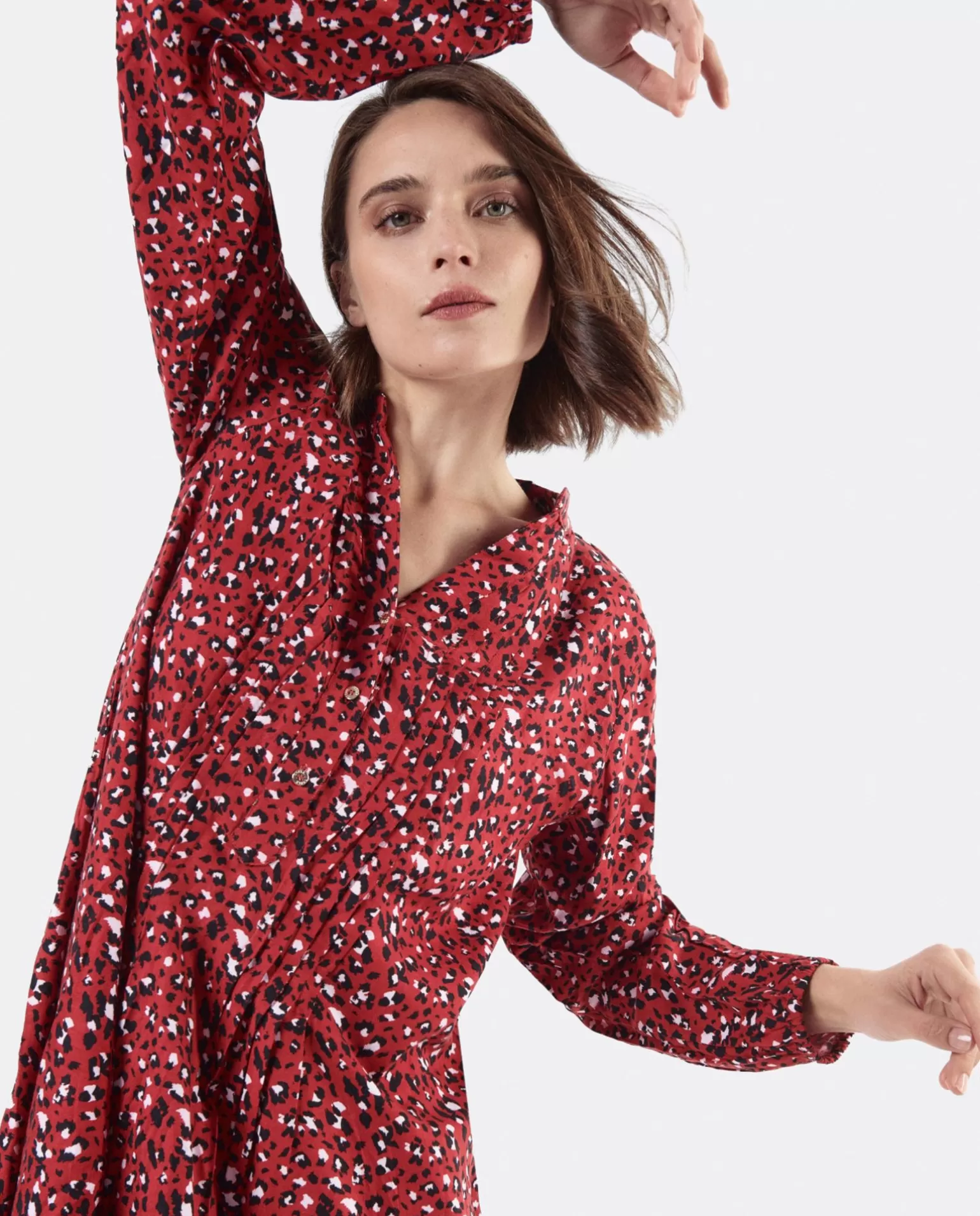 Mujer Cuplé Vestido Textil Leopardo Rojo